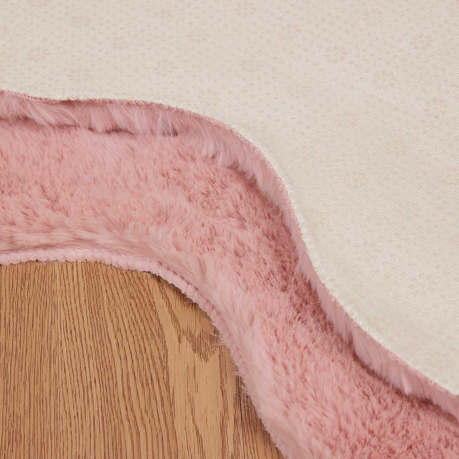Antislip vloerkleed van imitatie konijnenbont OLITE Roze