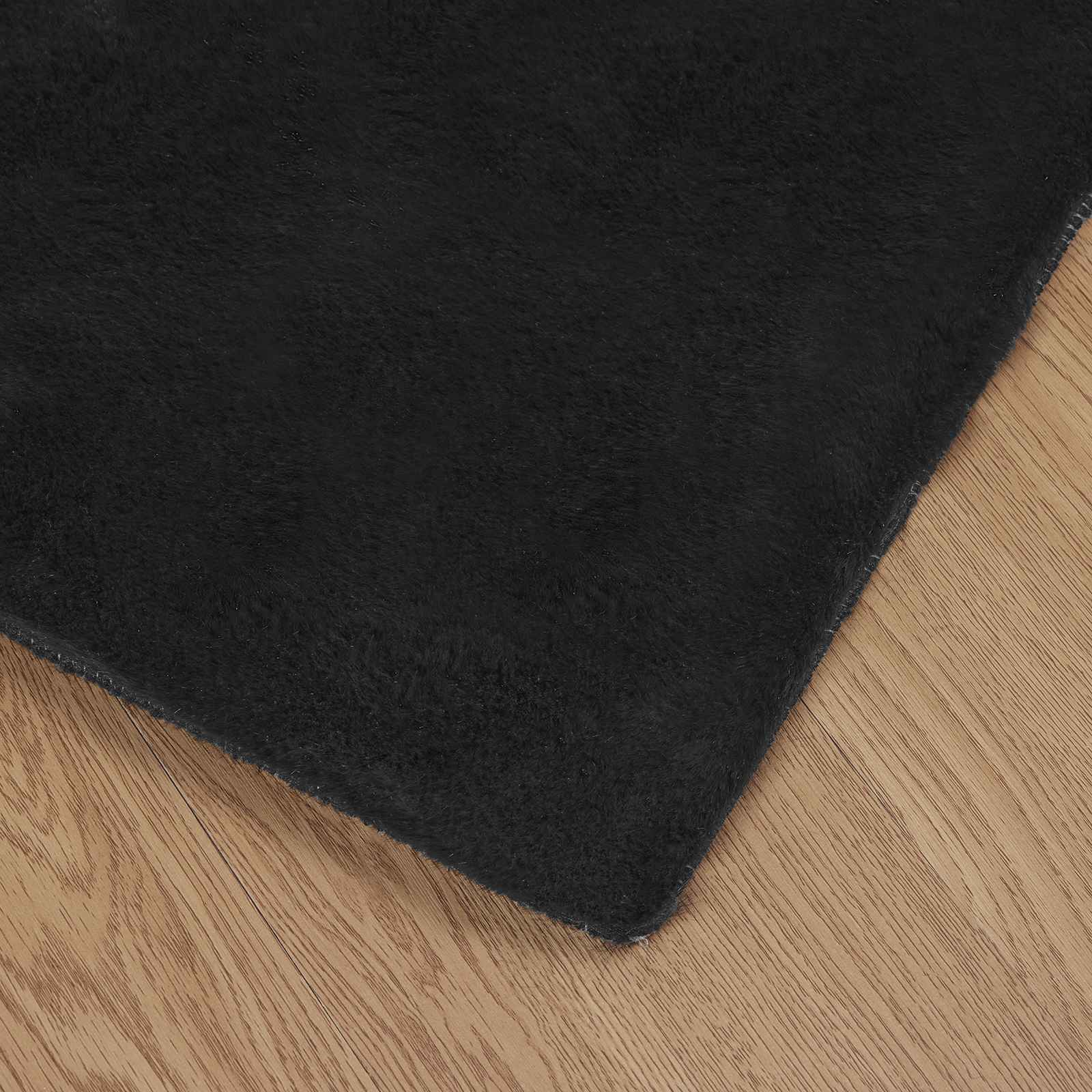 Antislip vloerkleed van imitatie konijnenbont OLITE Zwart