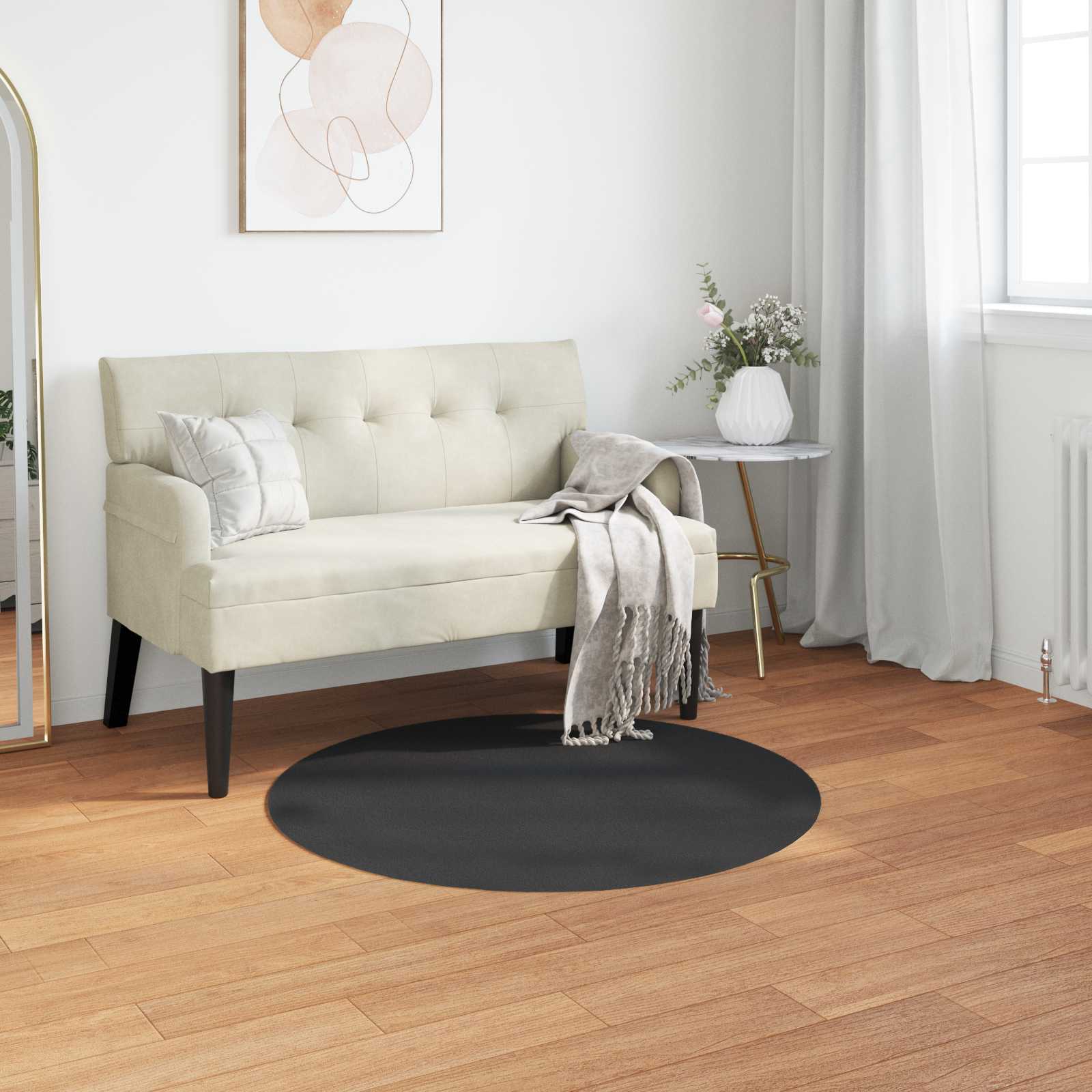Antislip vloerkleed van imitatie konijnenbont OLITE Zwart