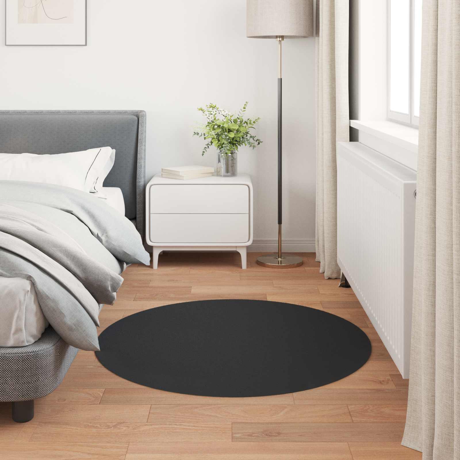 Antislip vloerkleed van imitatie konijnenbont OLITE Zwart