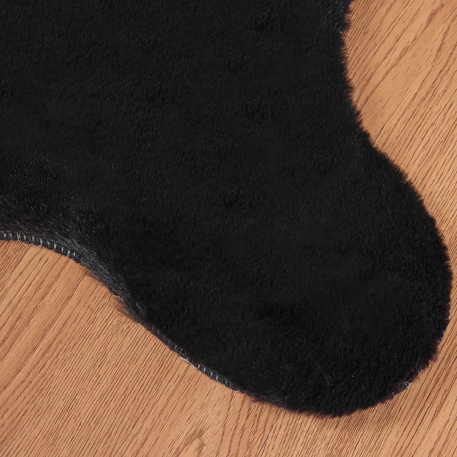 Antislip vloerkleed van imitatie konijnenbont OLITE Zwart
