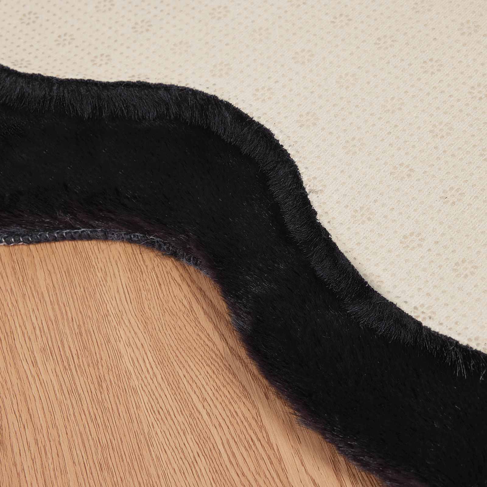 Antislip vloerkleed van imitatie konijnenbont OLITE Zwart