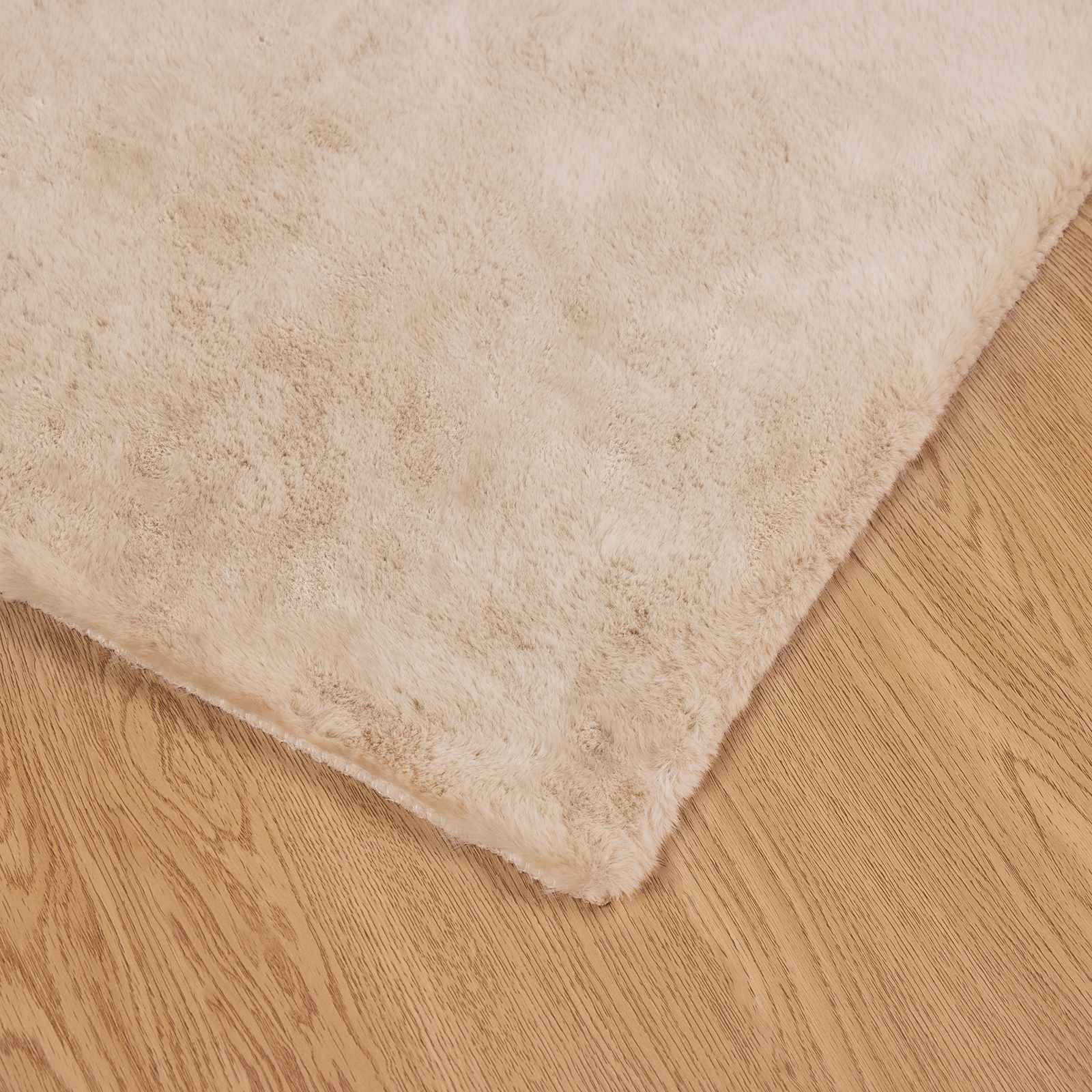 Antislip vloerkleed van imitatie konijnenbont OLITE Taupe