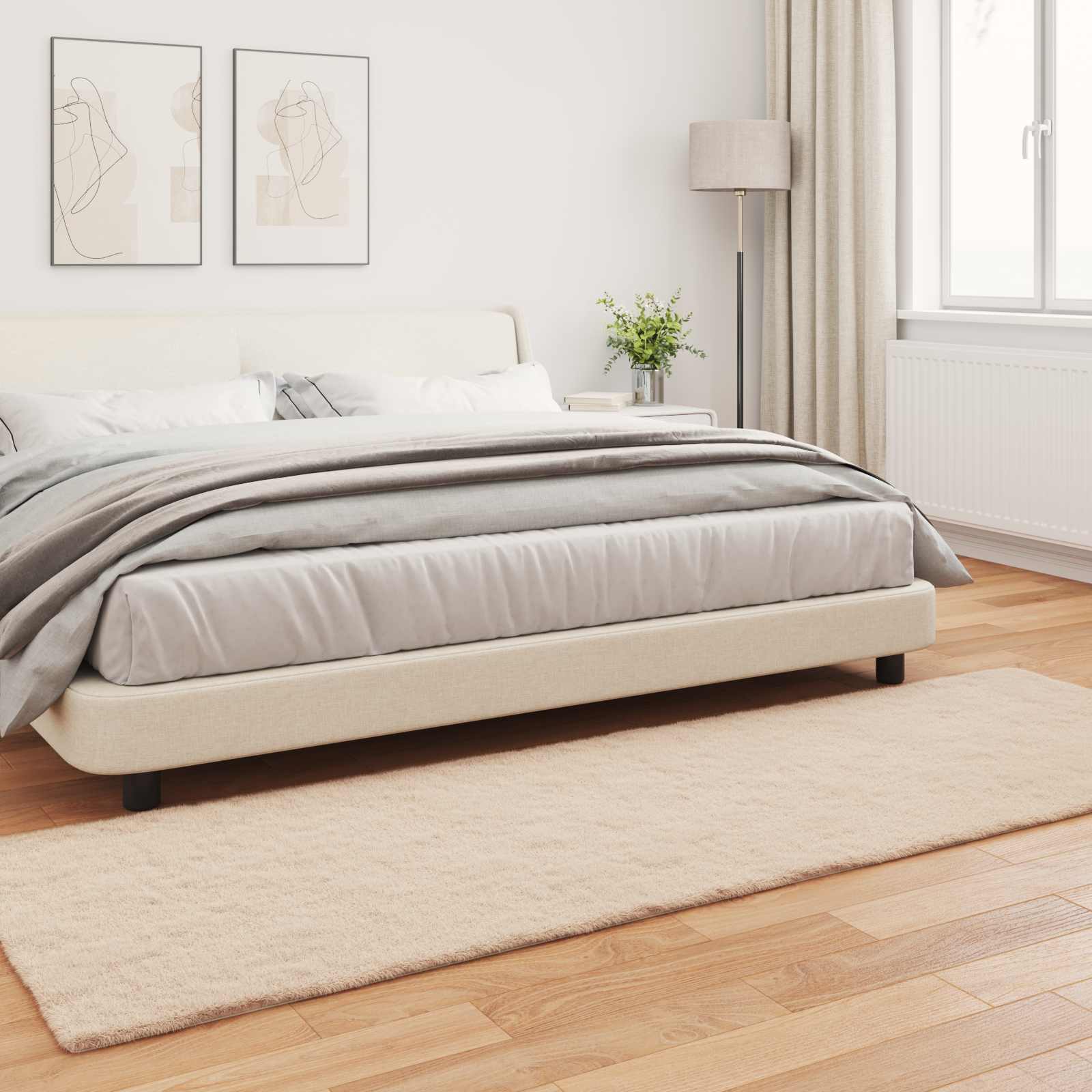 Antislip vloerkleed van imitatie konijnenbont OLITE Taupe