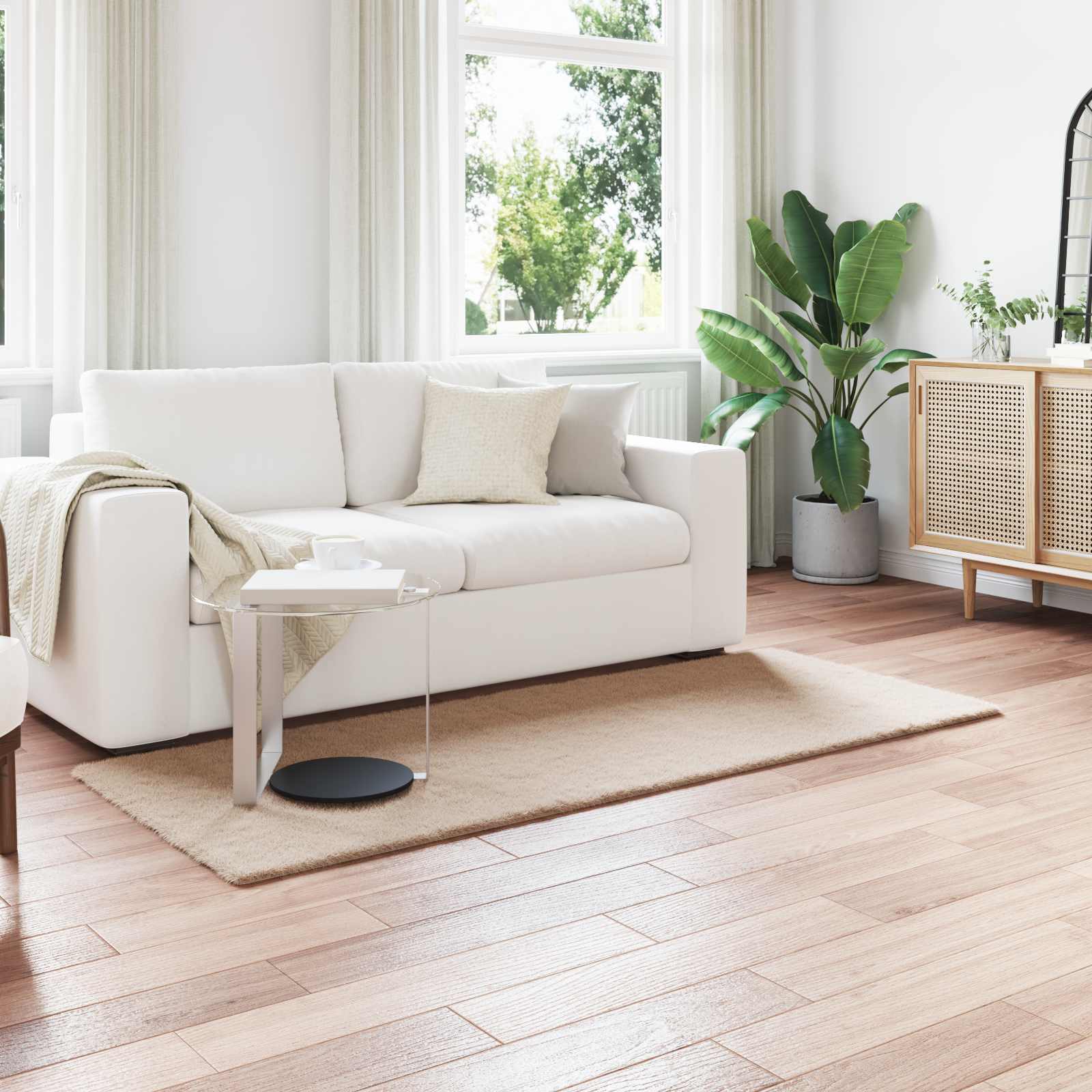 Antislip vloerkleed van imitatie konijnenbont OLITE Taupe