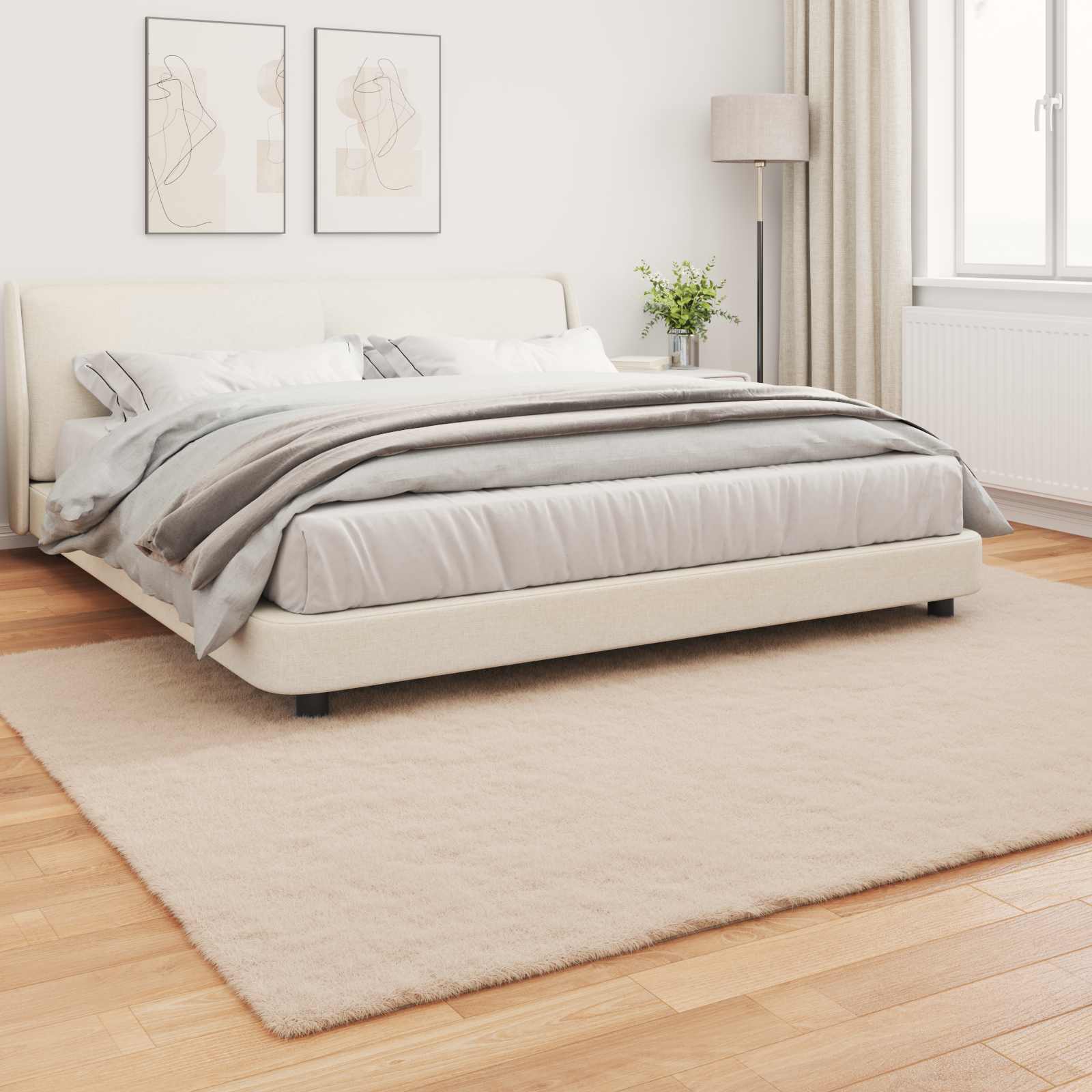 Antislip vloerkleed van imitatie konijnenbont OLITE Taupe