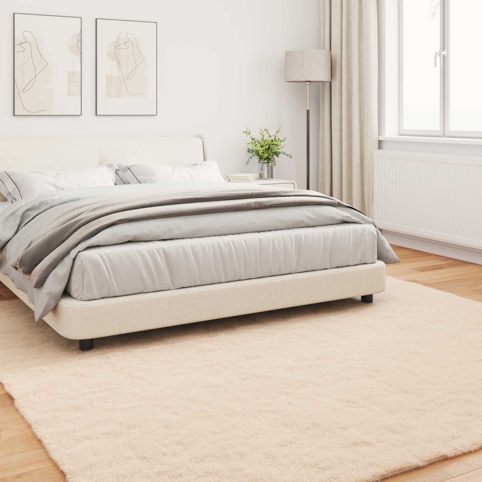 Antislip vloerkleed van imitatie konijnenbont OLITE Taupe