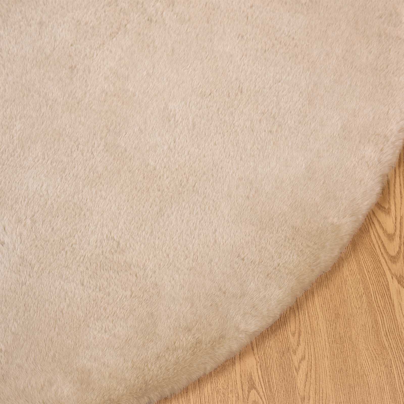 Antislip vloerkleed van imitatie konijnenbont OLITE Taupe