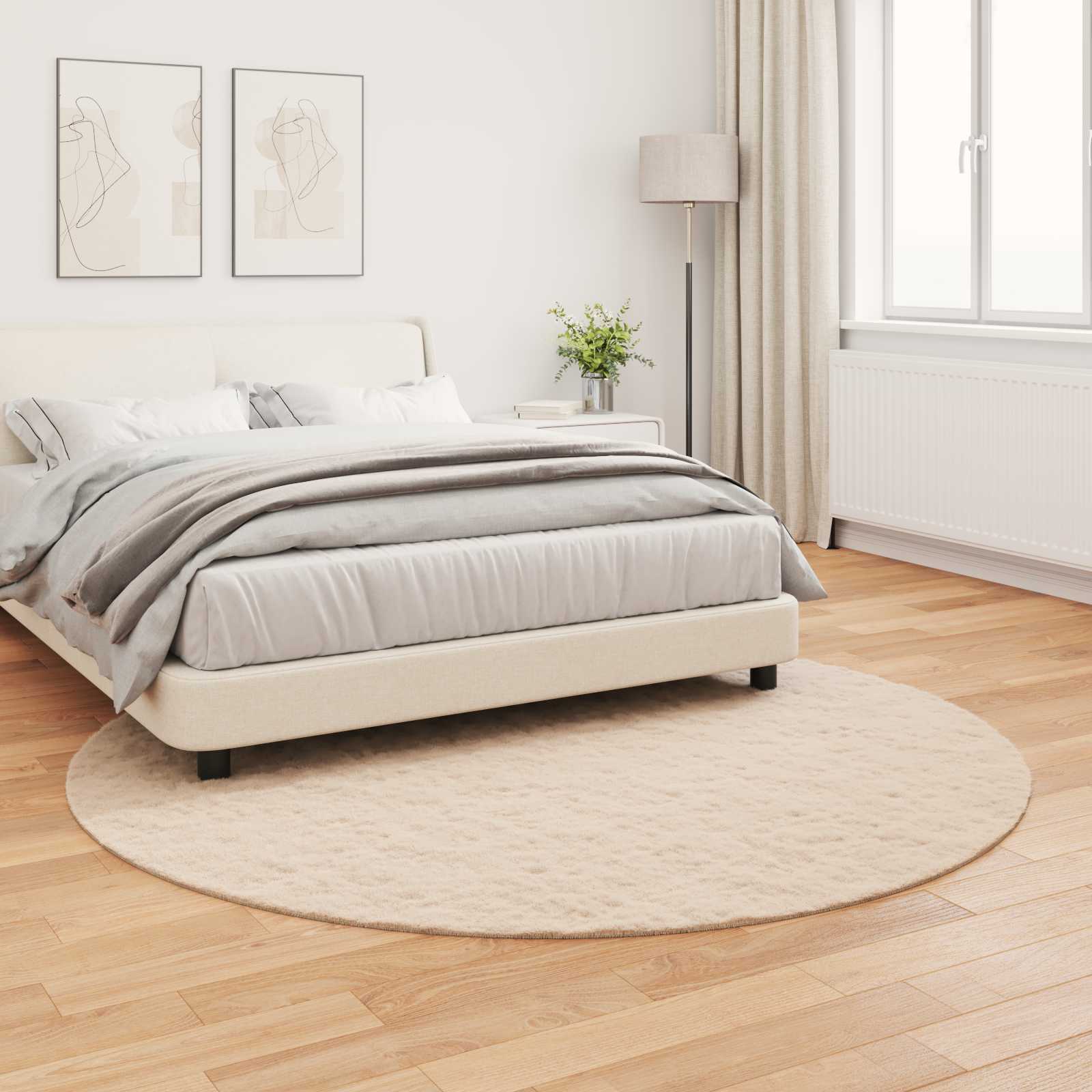 Antislip vloerkleed van imitatie konijnenbont OLITE Taupe