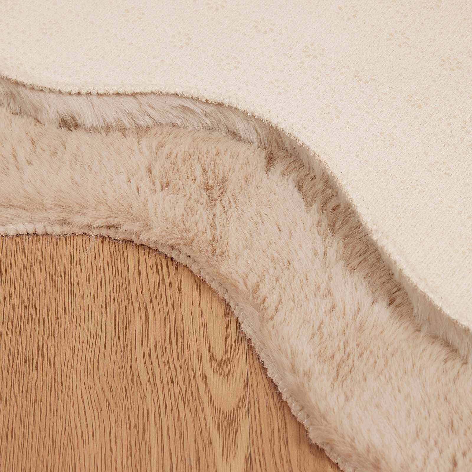 Antislip vloerkleed van imitatie konijnenbont OLITE Taupe
