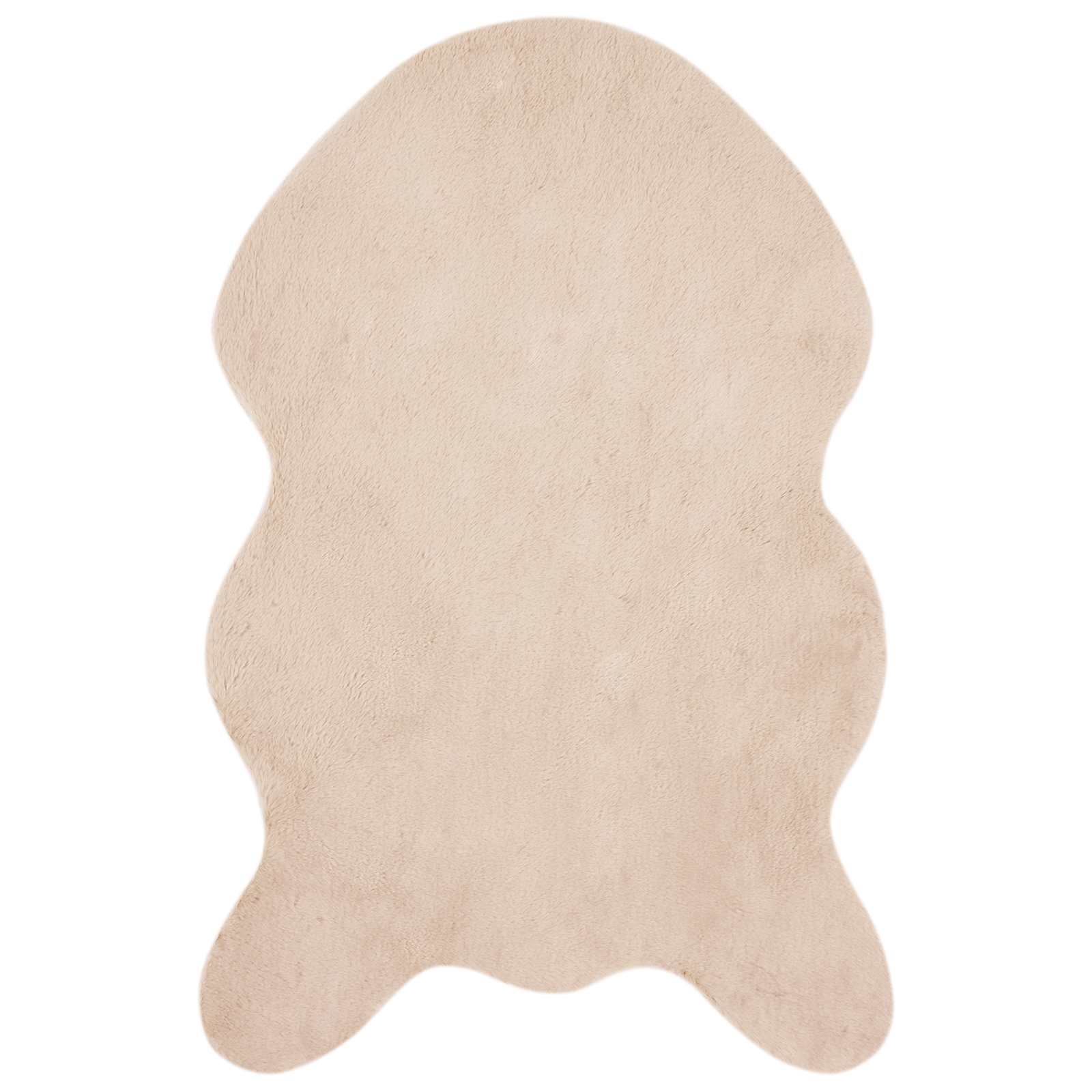Antislip vloerkleed van imitatie konijnenbont OLITE Taupe