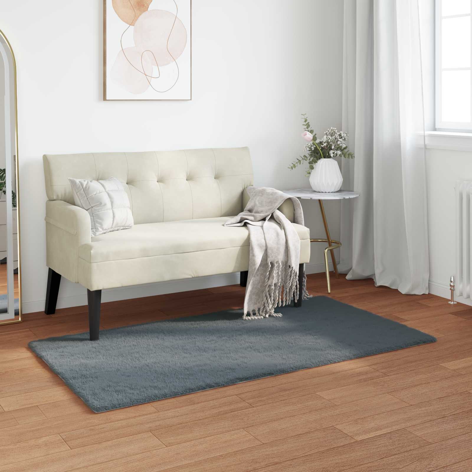 Antislip vloerkleed van imitatie konijnenbont OLITE 80 x 150 cm