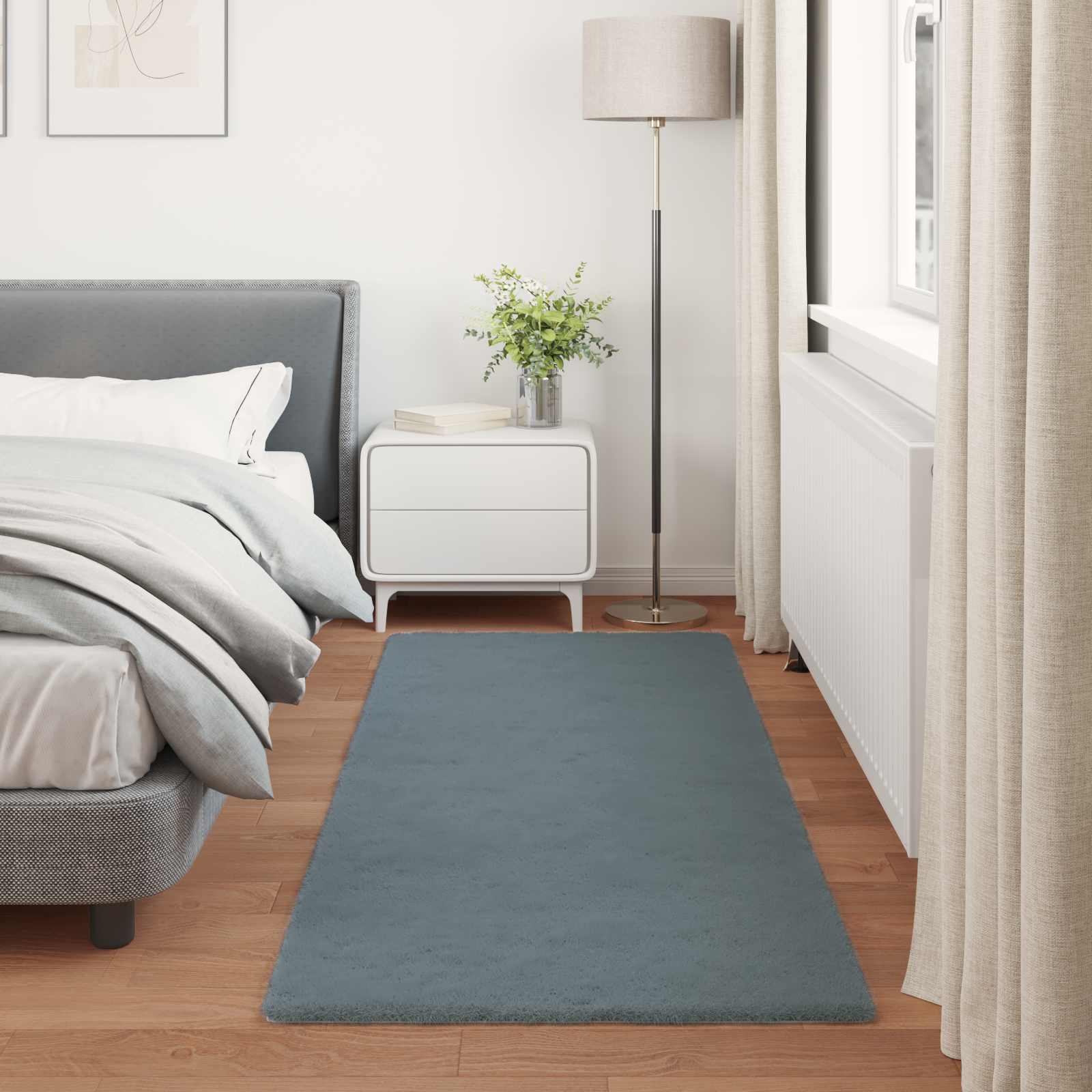 Antislip vloerkleed van imitatie konijnenbont OLITE 80 x 200 cm