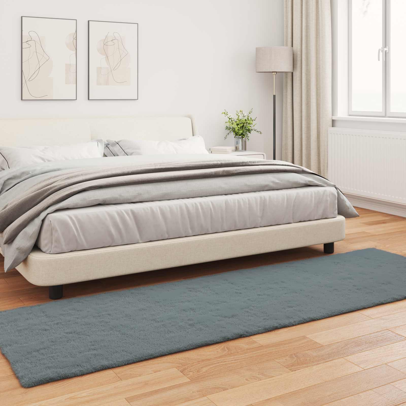 Antislip vloerkleed van imitatie konijnenbont OLITE 80 x 250 cm