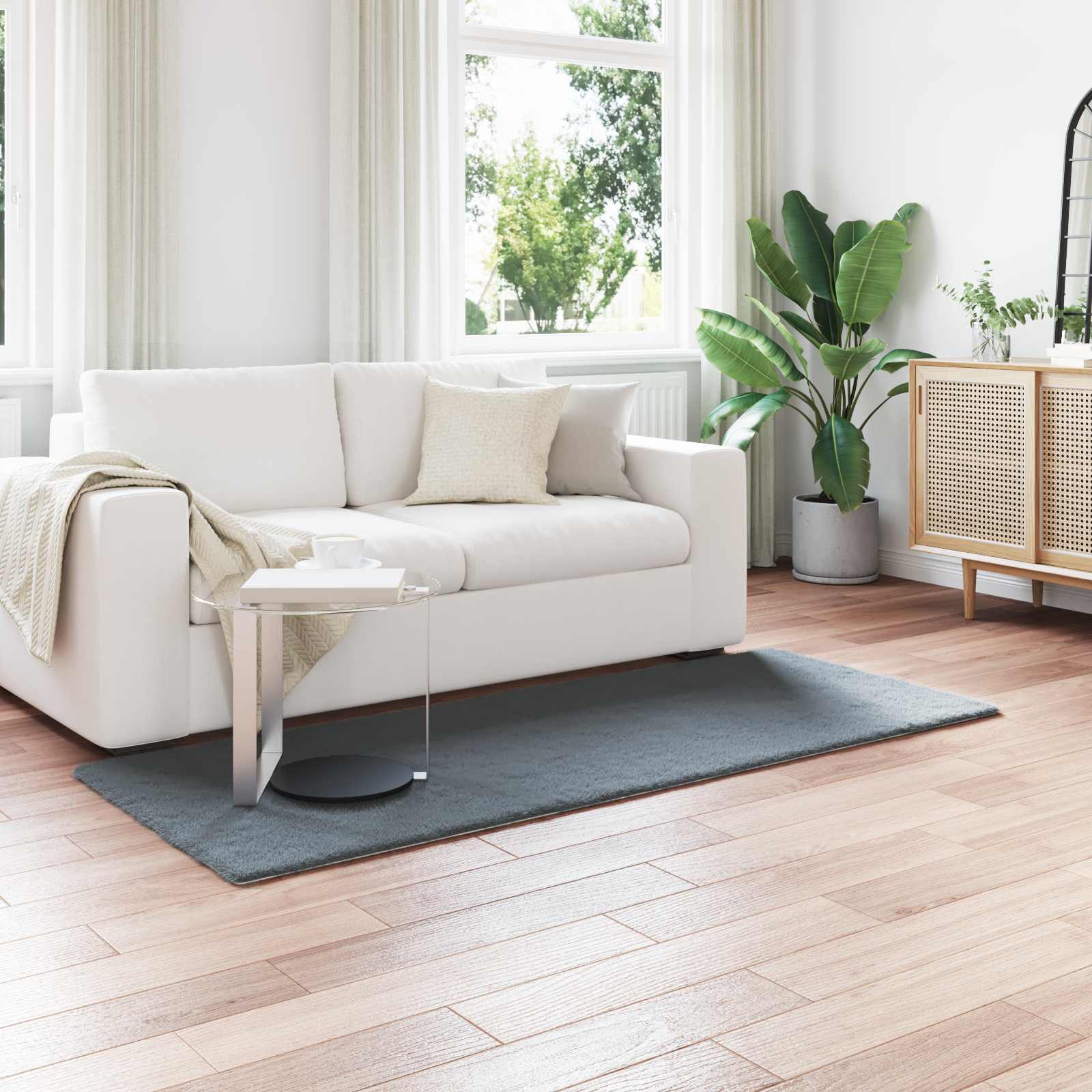 Antislip vloerkleed van imitatie konijnenbont OLITE Polyester
