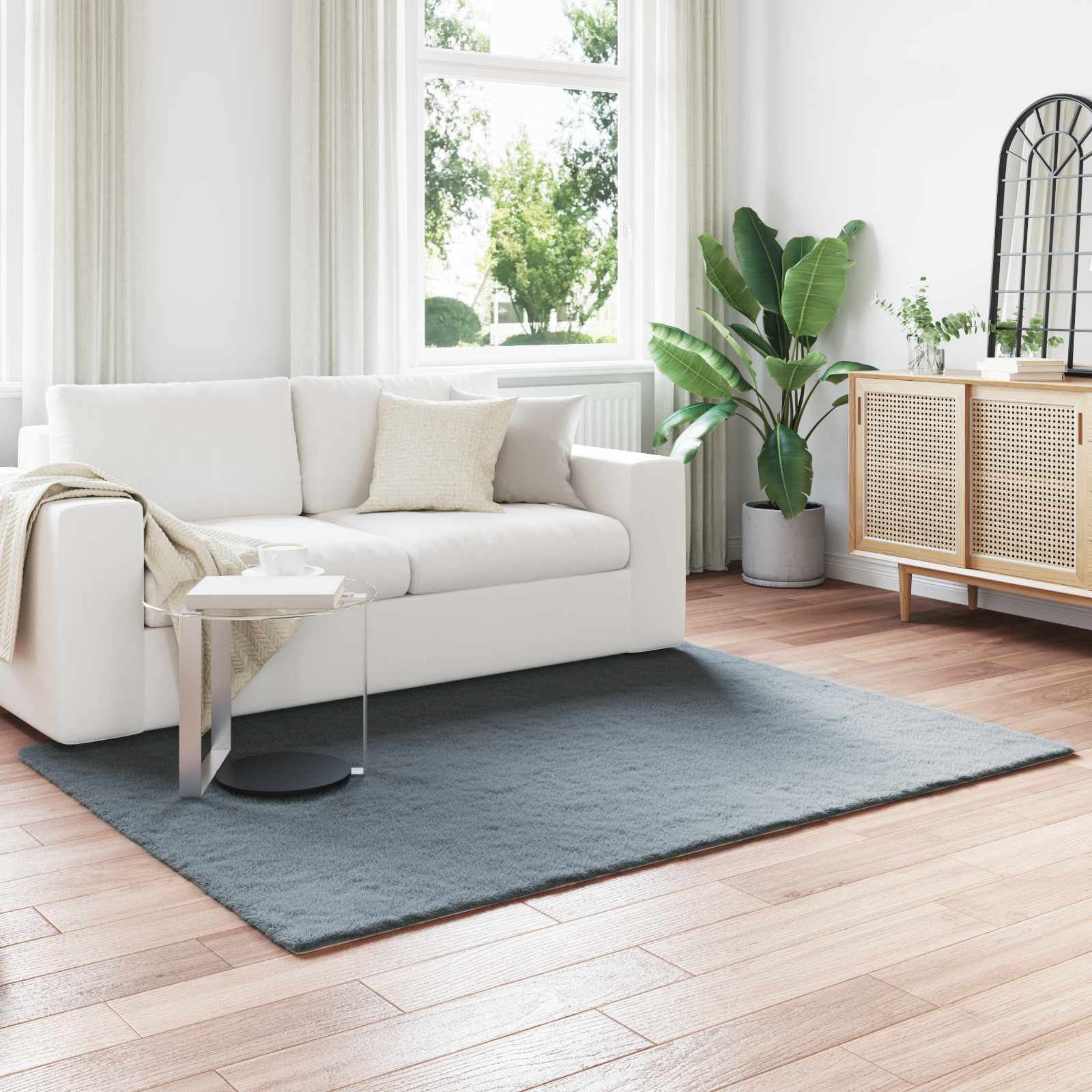 Antislip vloerkleed van imitatie konijnenbont OLITE Polyester