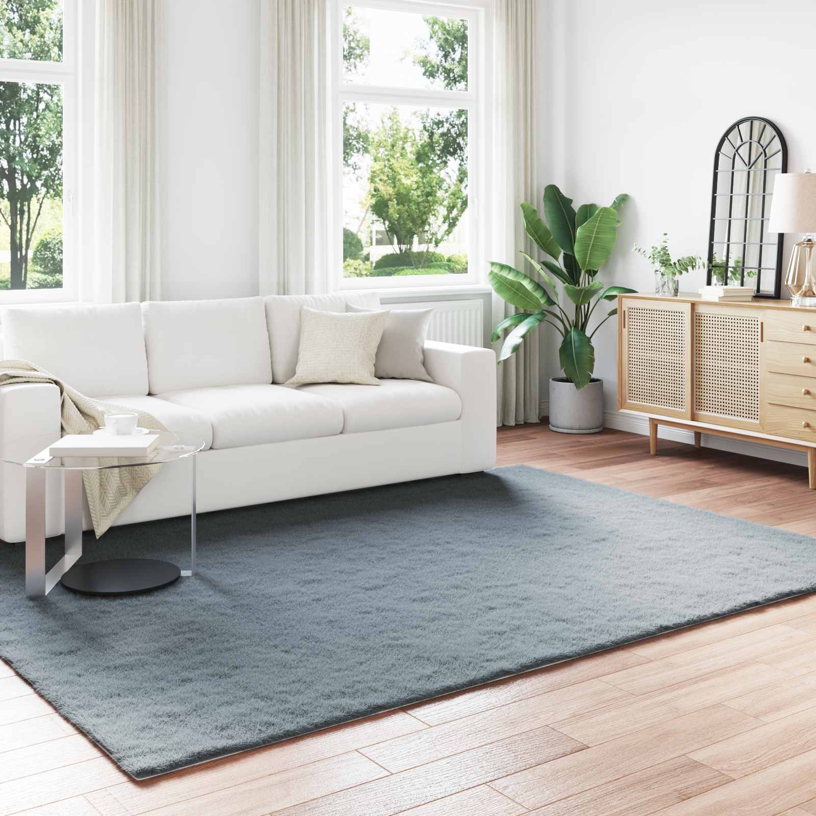 Antislip vloerkleed van imitatie konijnenbont OLITE Polyester