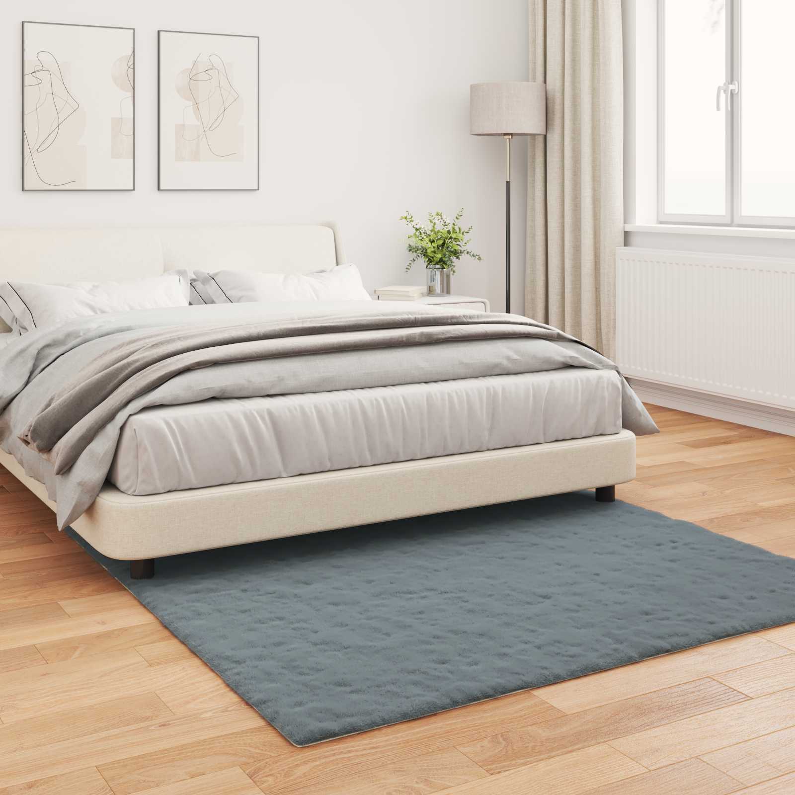 Antislip vloerkleed van imitatie konijnenbont OLITE Polyester