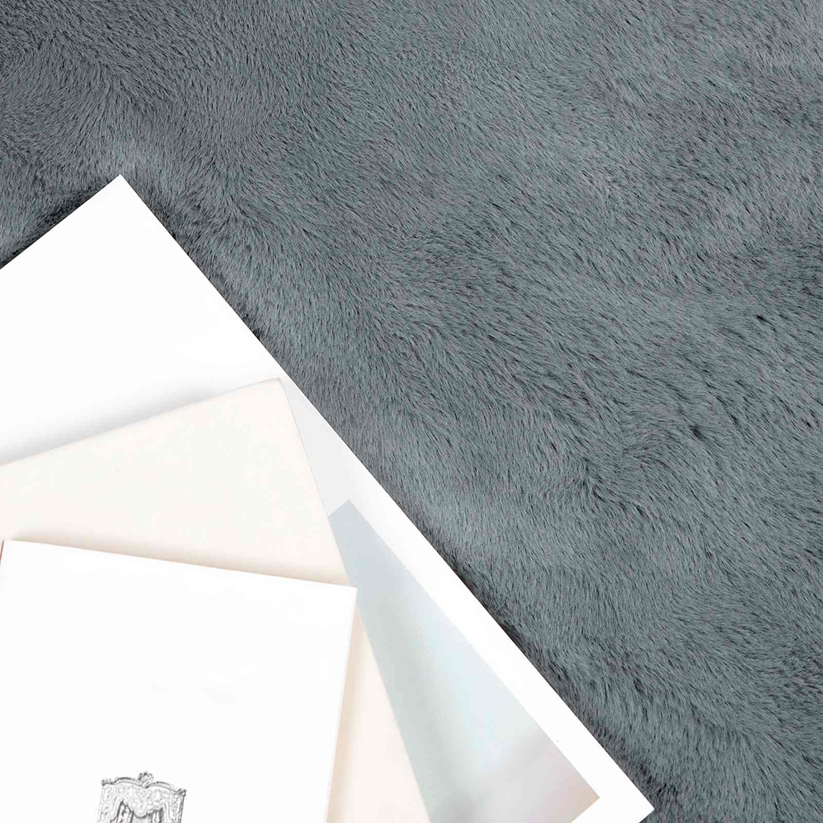 Antislip vloerkleed van imitatie konijnenbont OLITE Polyester