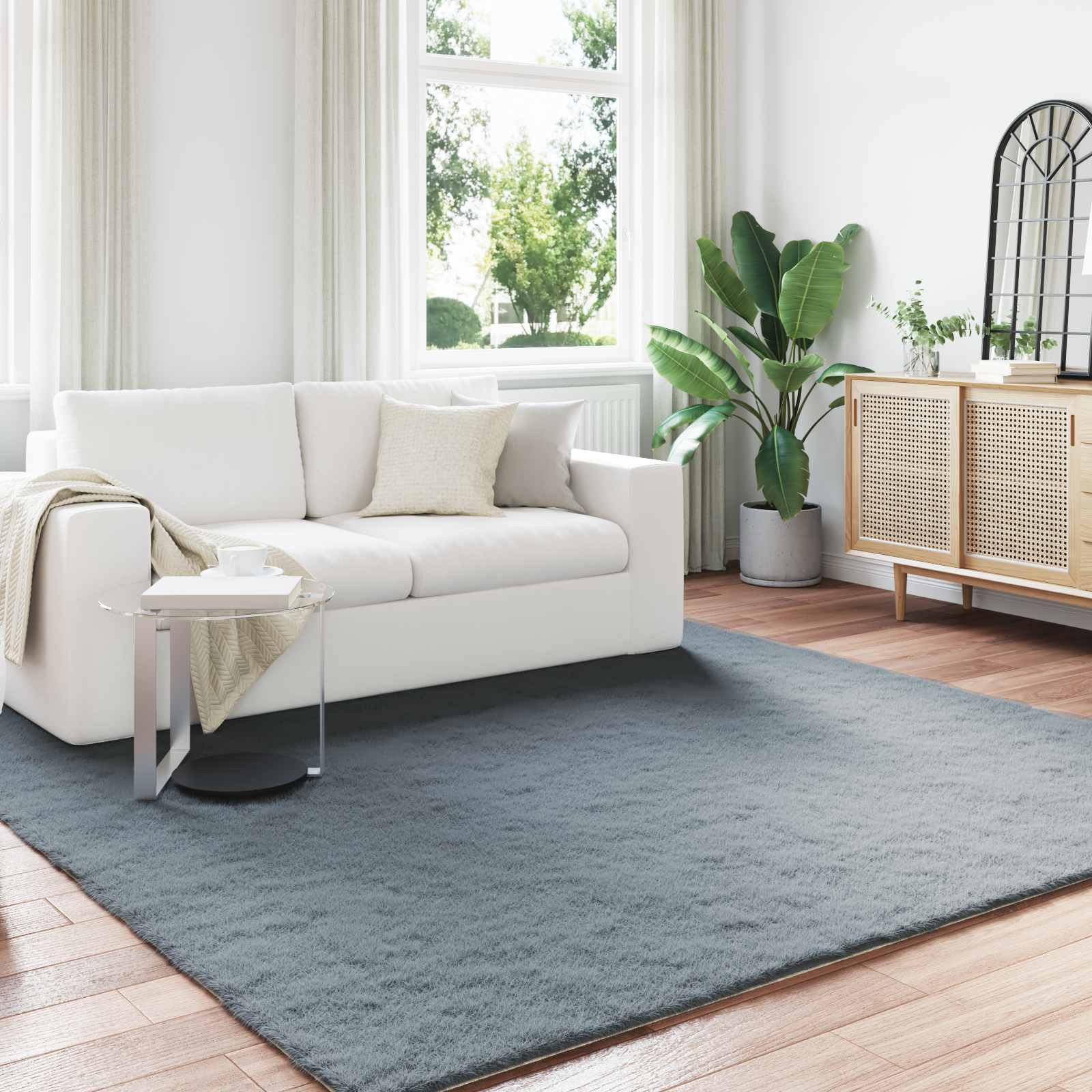 Antislip vloerkleed van imitatie konijnenbont OLITE Polyester