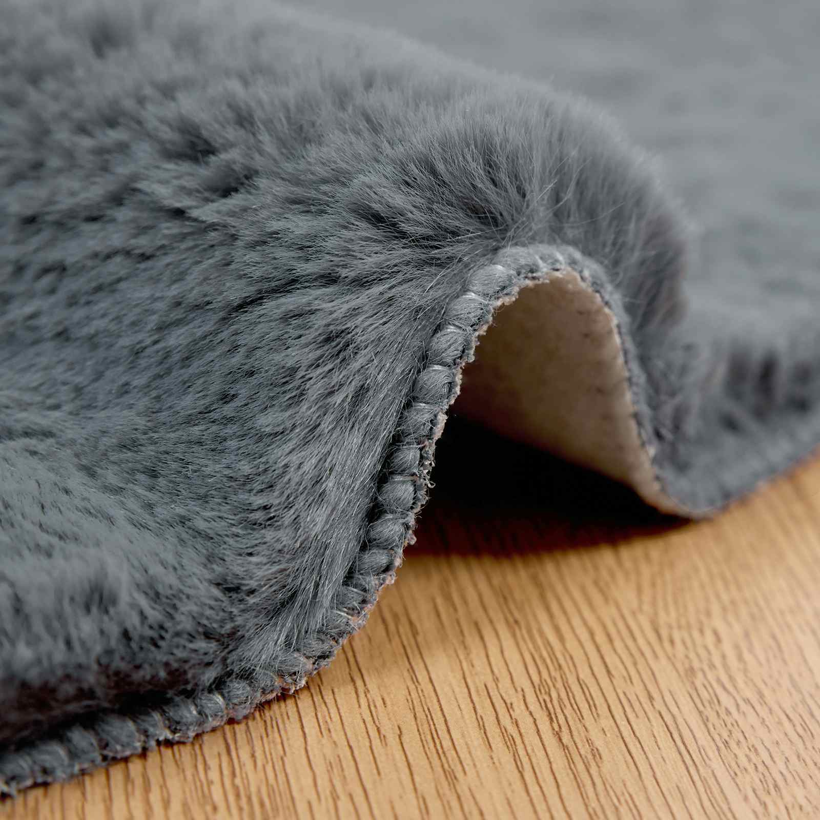 Antislip vloerkleed van imitatie konijnenbont OLITE Ø 80 cm