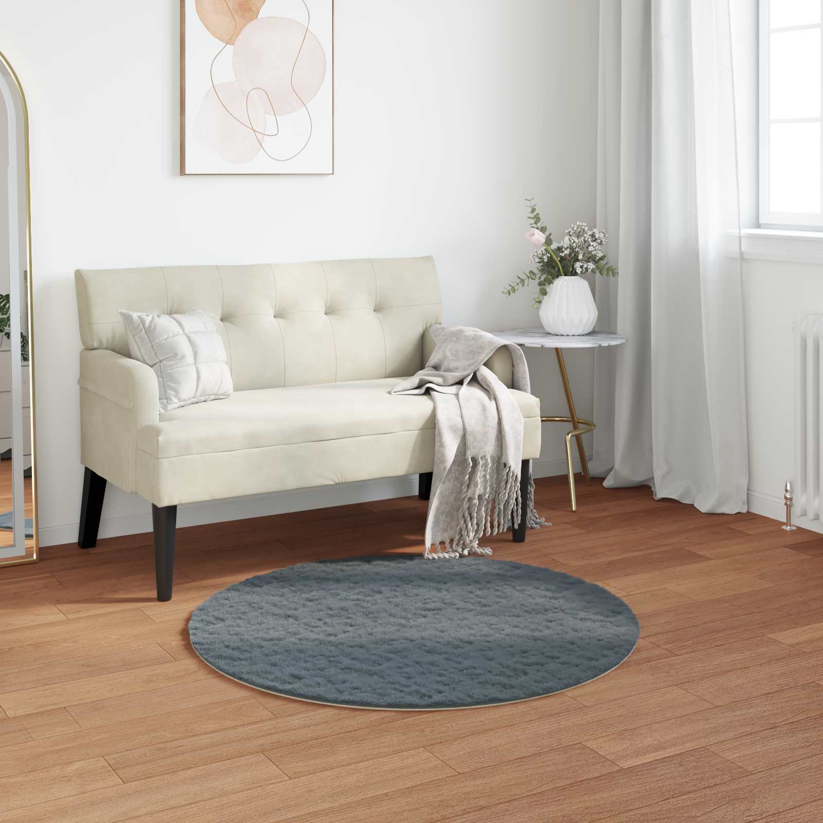 Antislip vloerkleed van imitatie konijnenbont OLITE Ø 100 cm