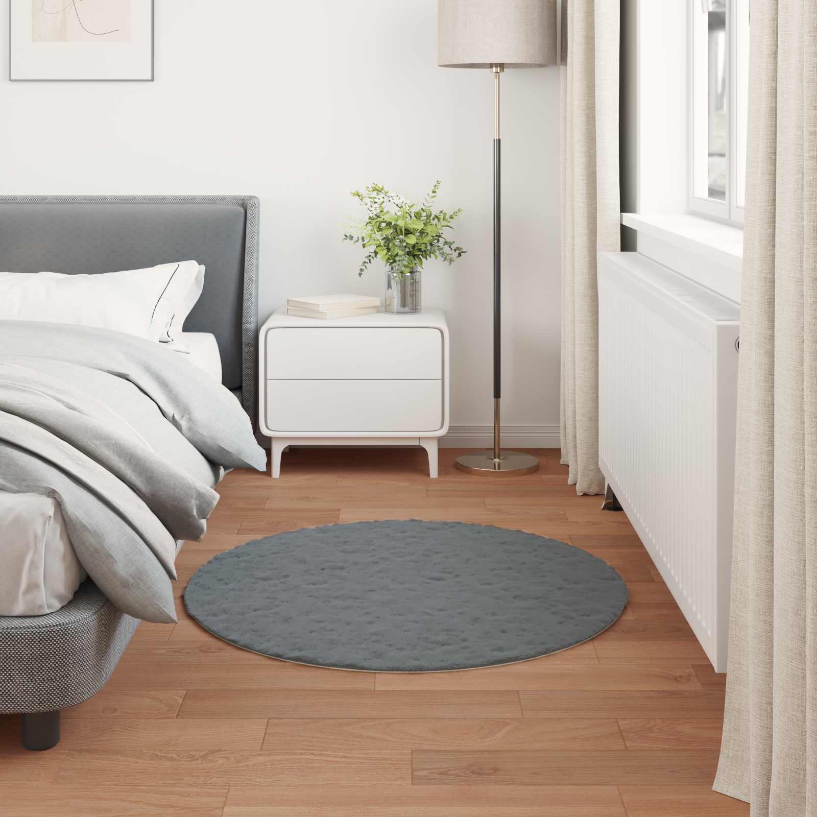 Antislip vloerkleed van imitatie konijnenbont OLITE Ø 120 cm