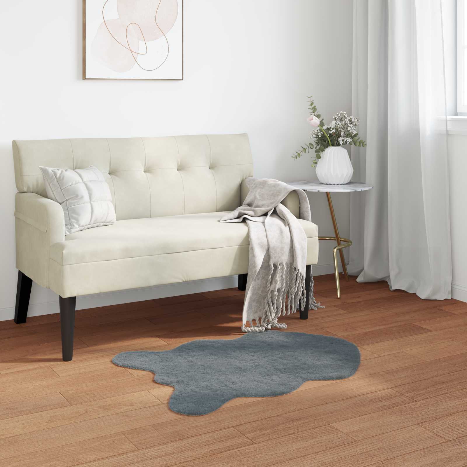 Antislip vloerkleed van imitatie konijnenbont OLITE 50 x 80 cm