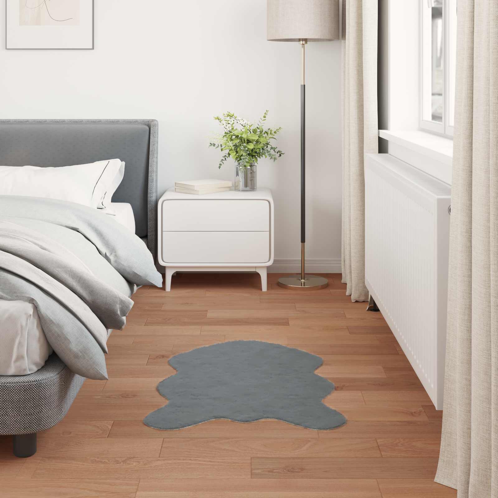 Antislip vloerkleed van imitatie konijnenbont OLITE 60 x 90 cm