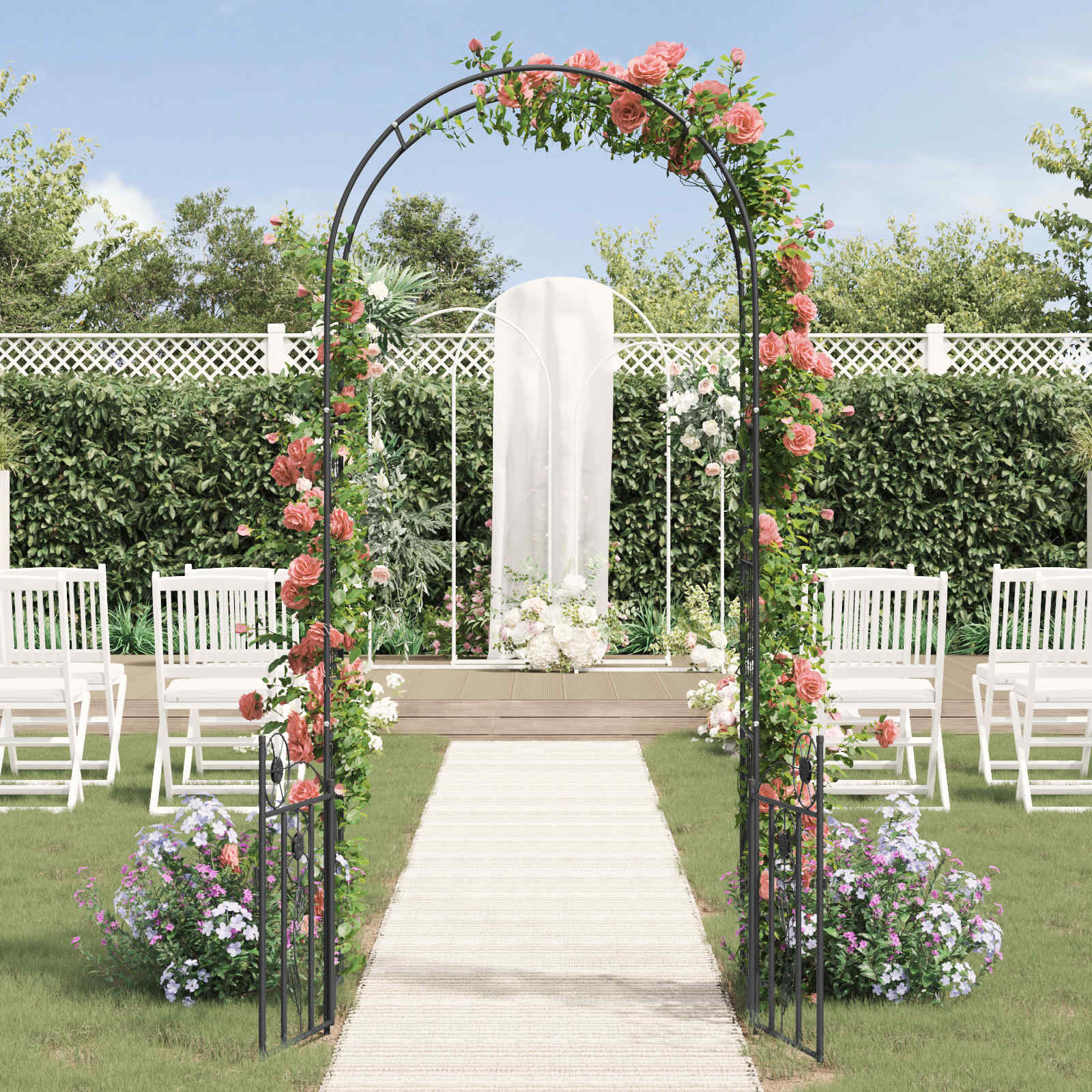 Tuin Boog met slot Zwart 102 x 50 x 218 cm