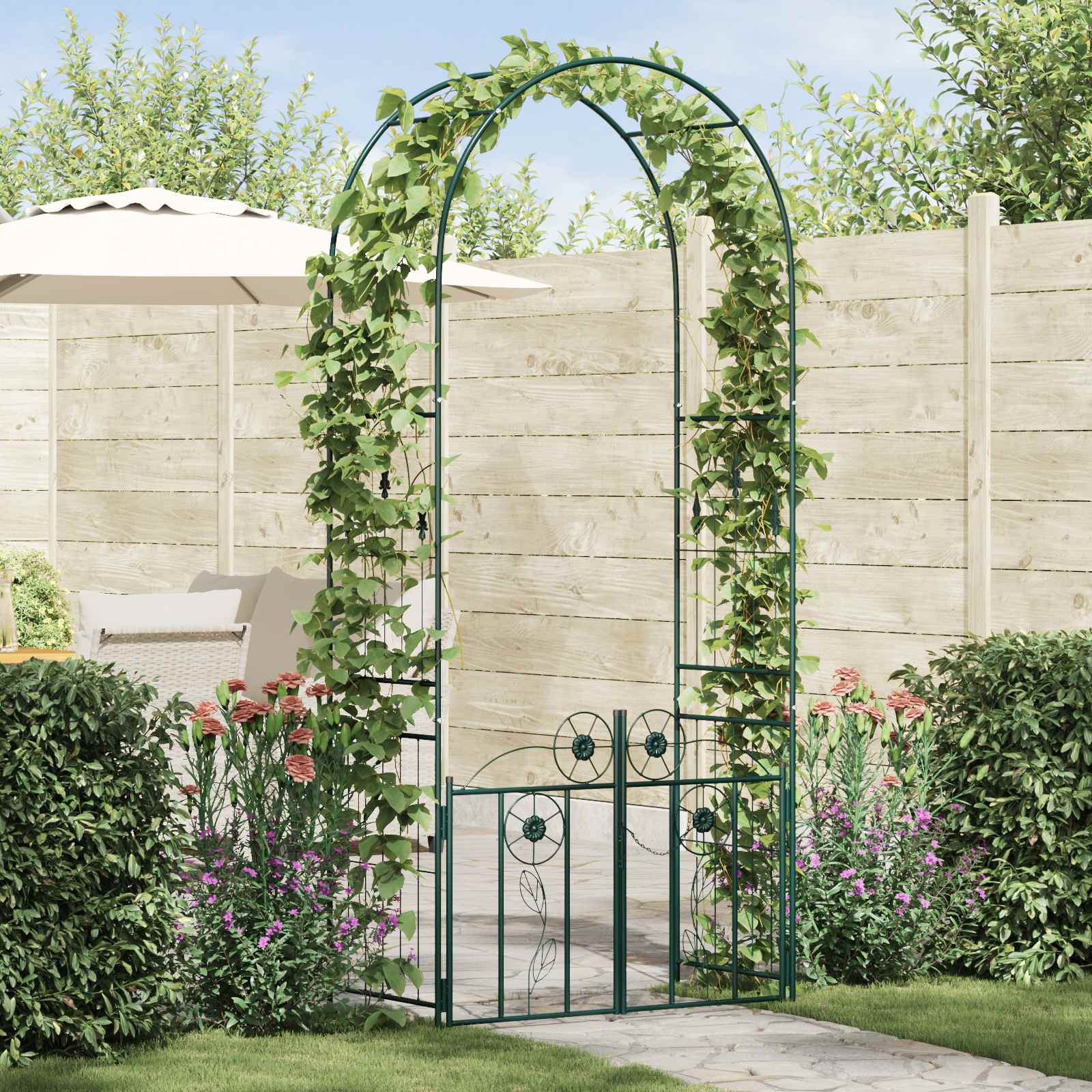 Tuin Boog met slot Groen 102 x 50 x 218 cm