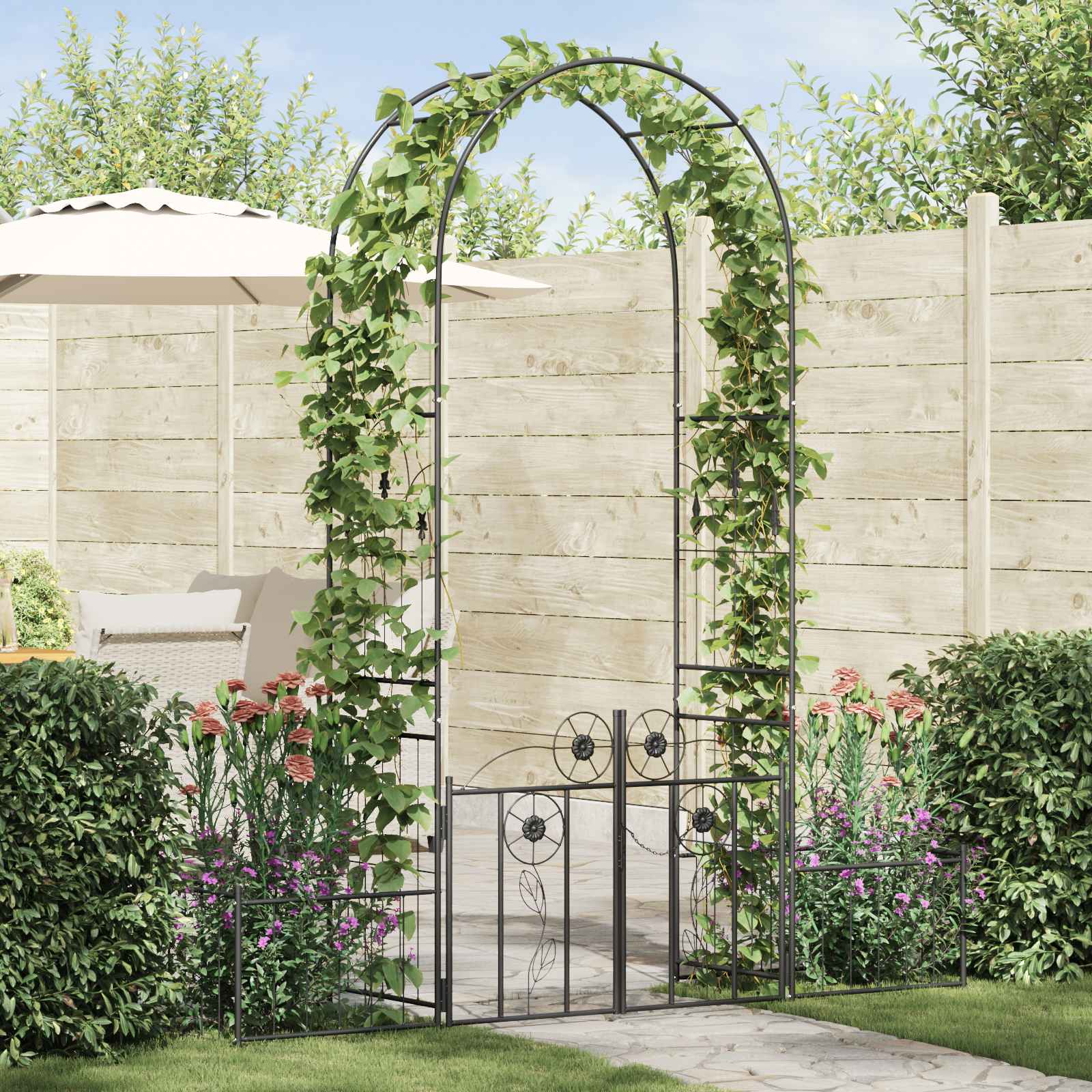 Tuin Boog met slot Zwart 203 x 50 x 218 cm
