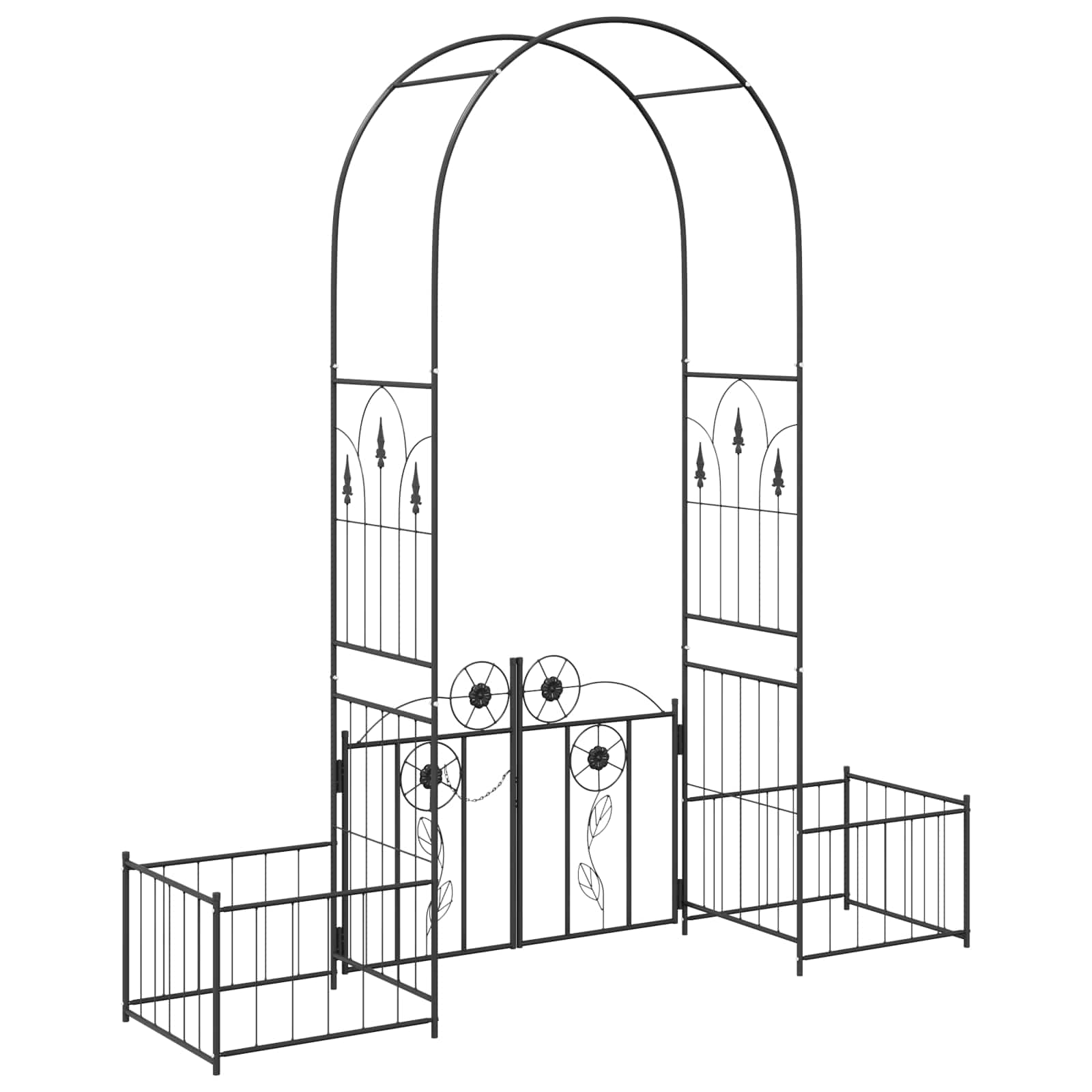 Tuin Boog met slot Zwart 203 x 50 x 218 cm