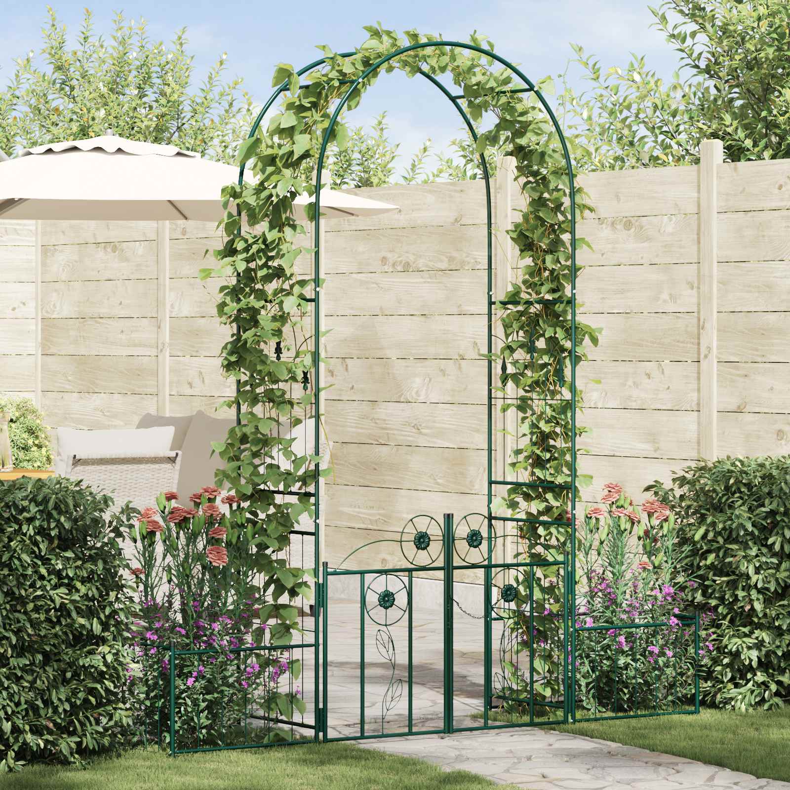 Tuin Boog met slot Groen 203 x 50 x 218 cm