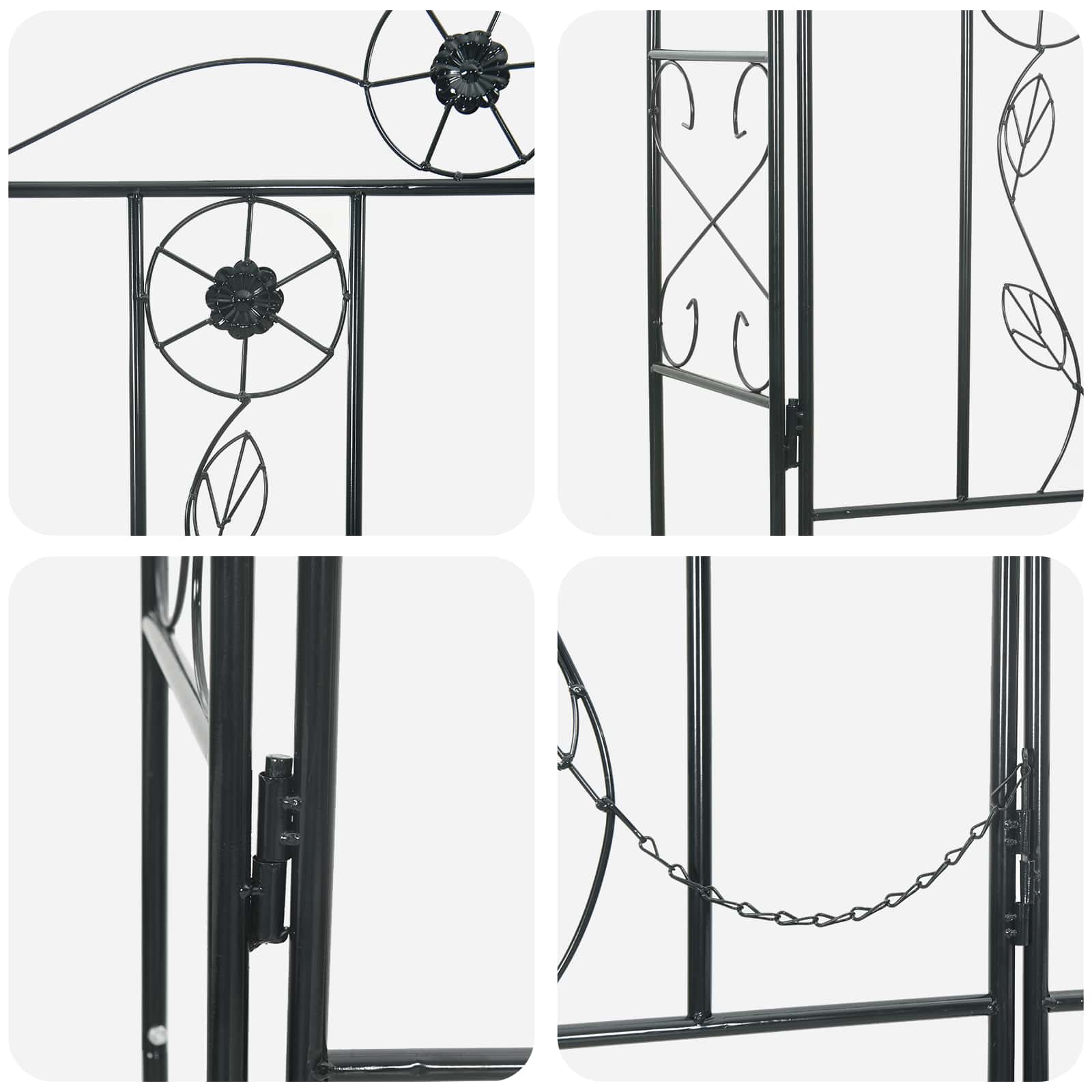 Tuin Boog Effen Zwart 115 x 37 x 226 cm