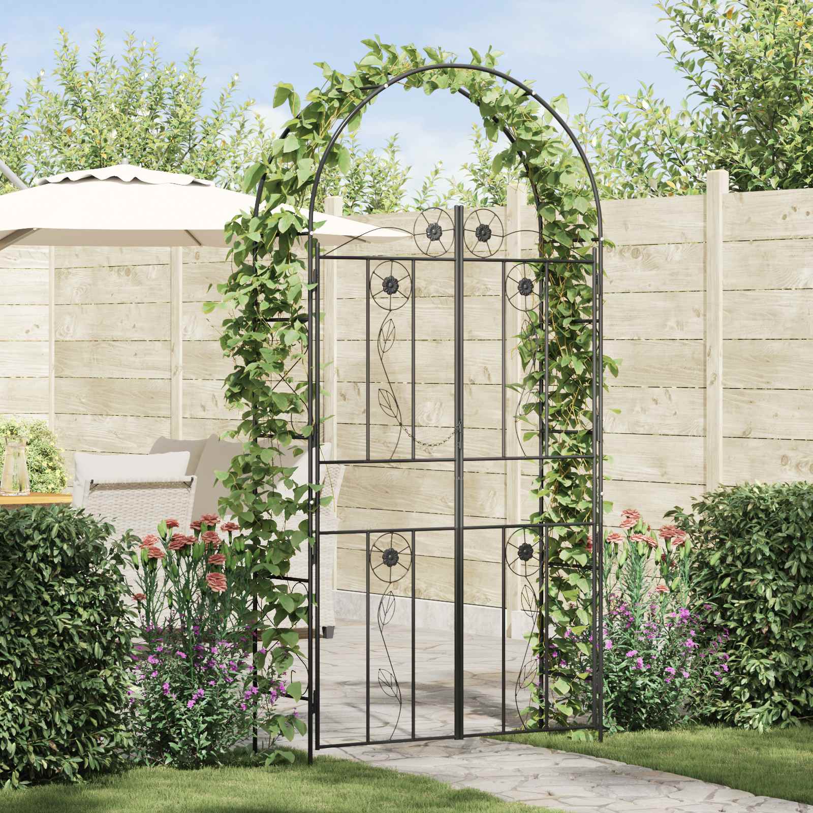 Tuin Boog Effen Zwart 115 x 37 x 226 cm