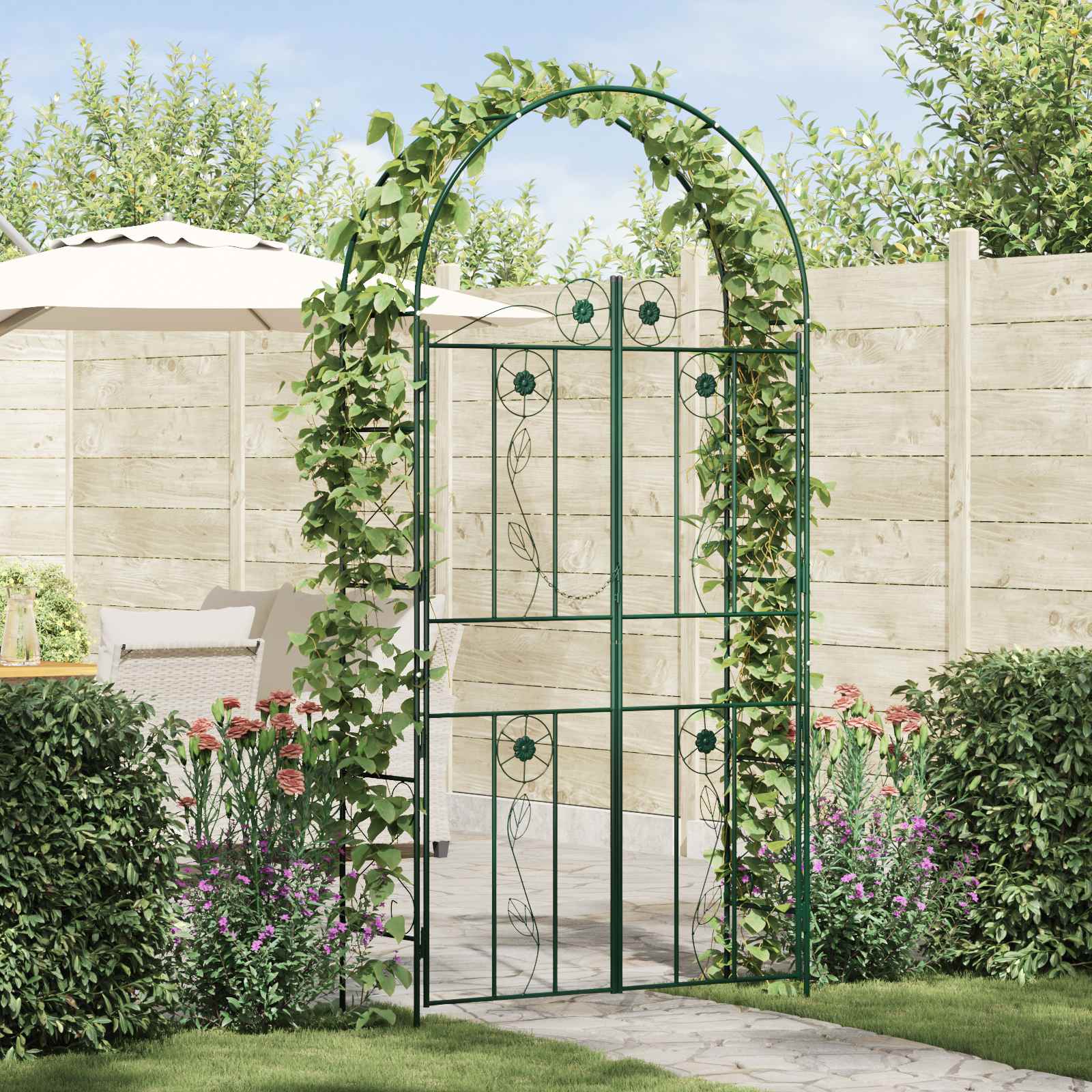 Tuin Boog Effen Groen 115 x 37 x 226 cm