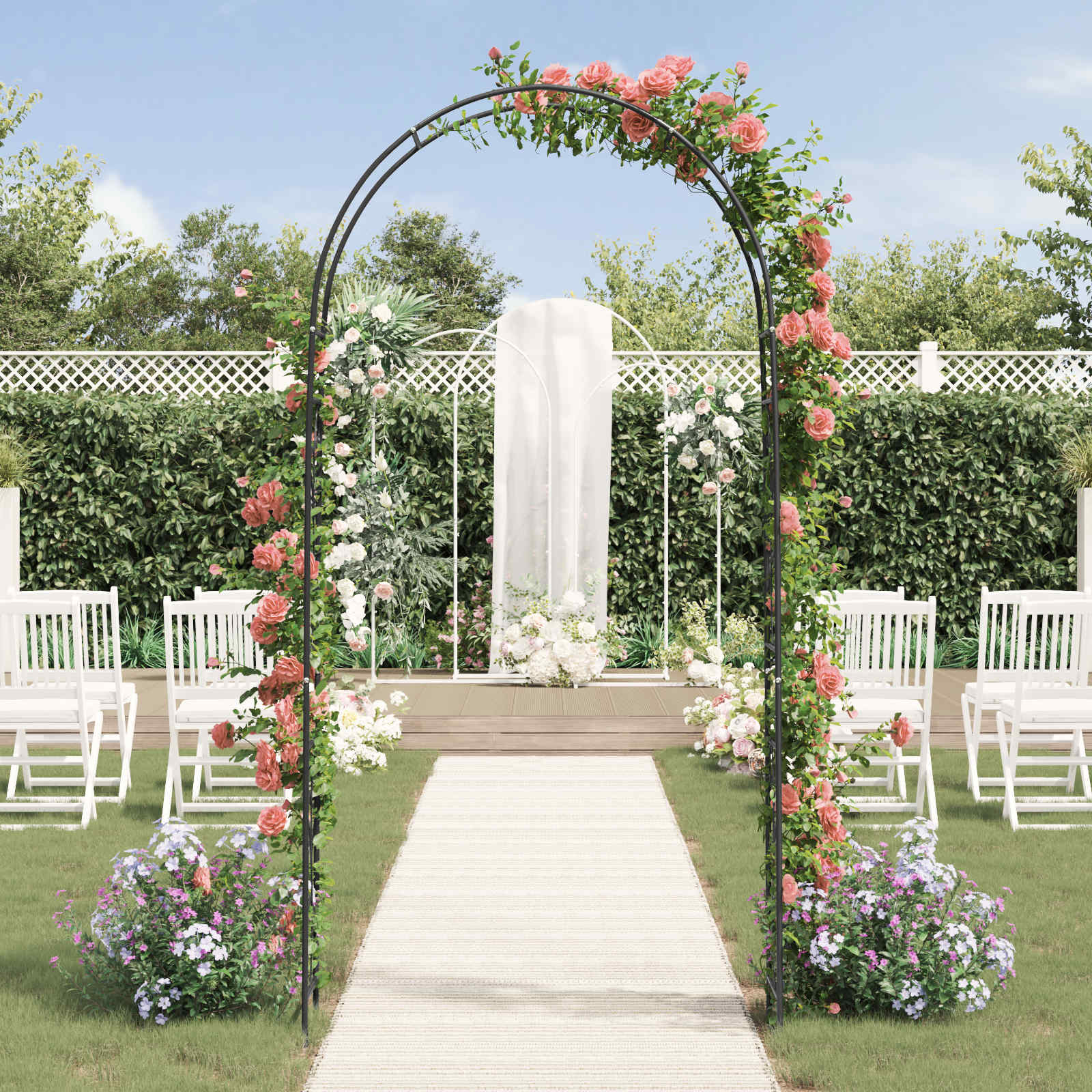 Tuin Boog Bloemen Zwart 115 x 37 x 231 cm