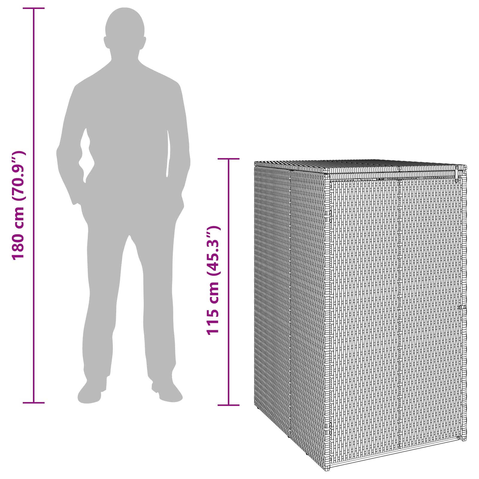 Afvalbak Box Zwart 65 x 80 x 115 cm Polyetheen