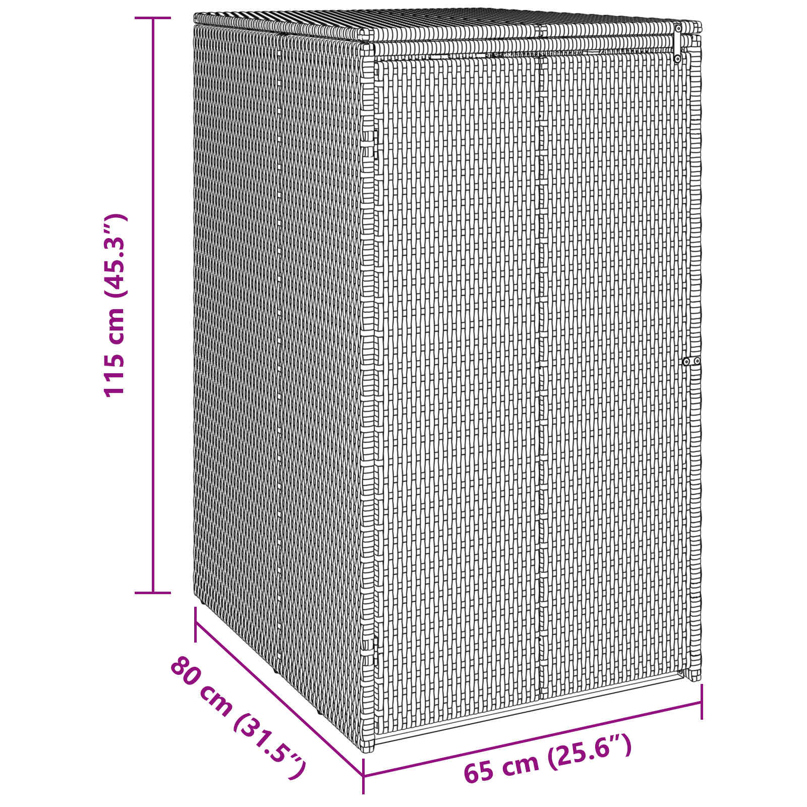 Afvalbak Box Zwart 65 x 80 x 115 cm Polyetheen