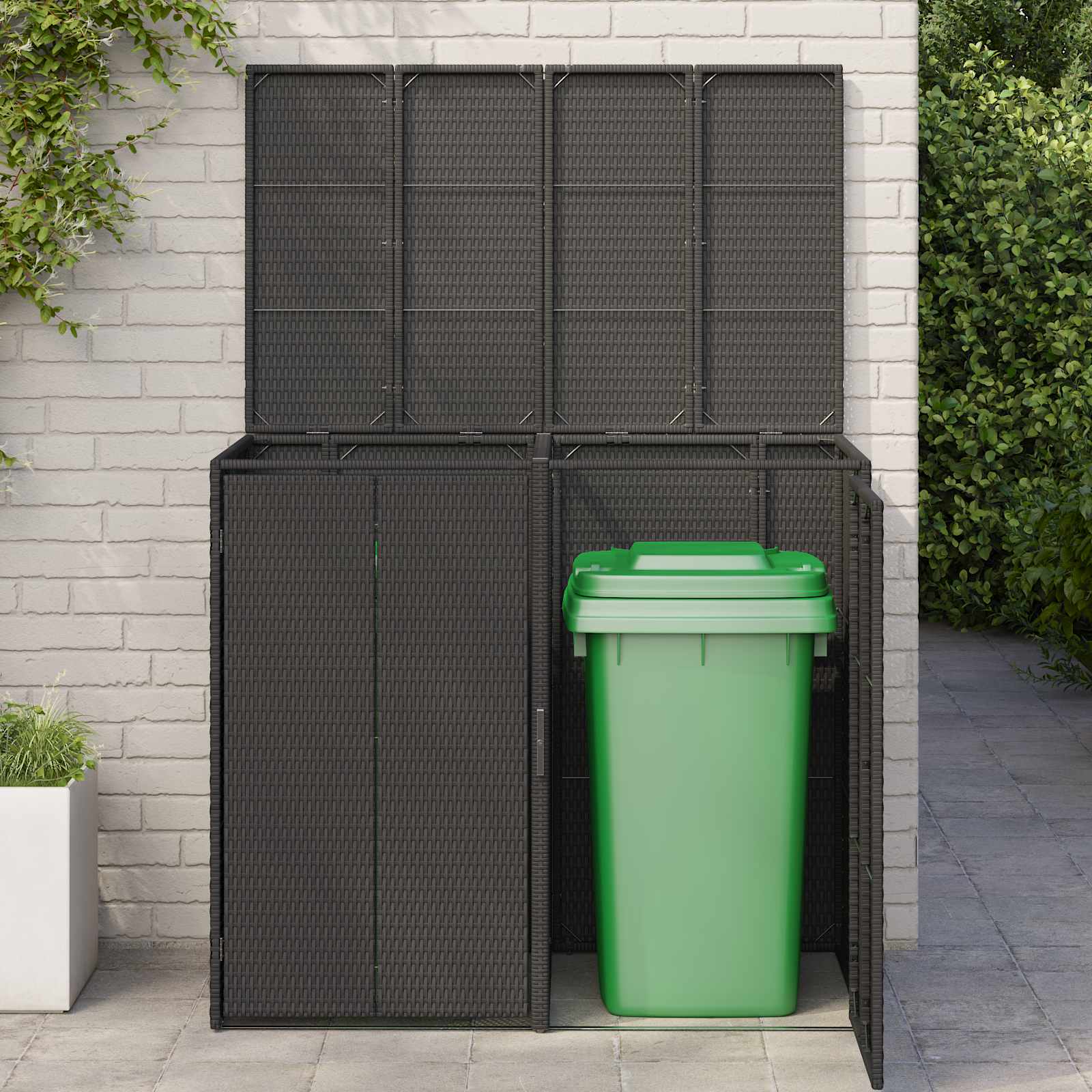 Afvalbak Box 2 st Zwart 130 x 80 x 115 cm Polyetheen