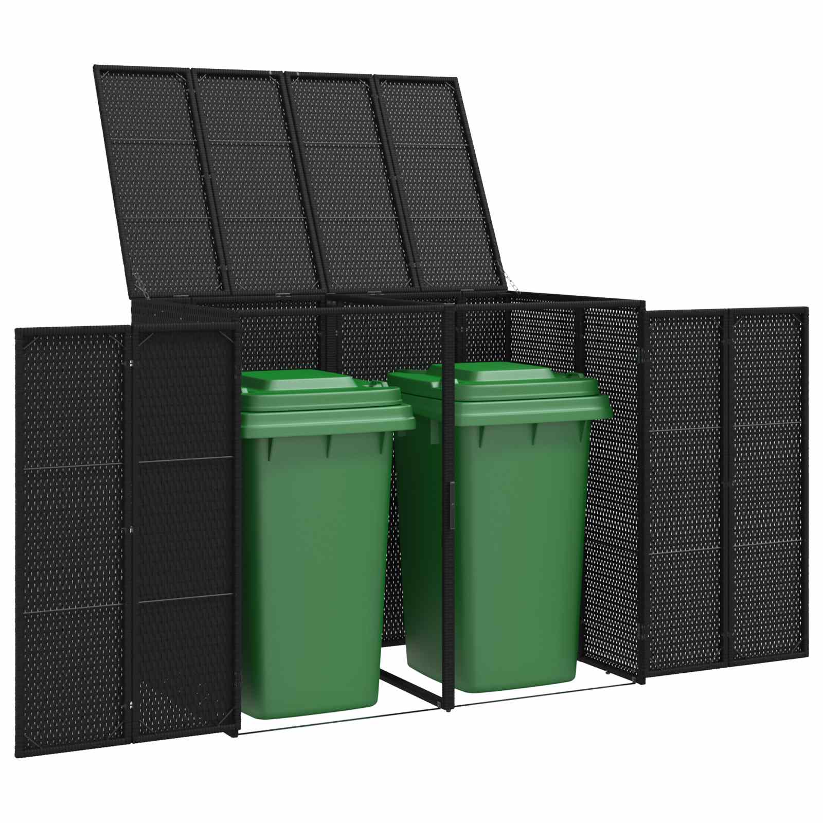 Afvalbak Box 2 st Zwart 130 x 80 x 115 cm Polyetheen