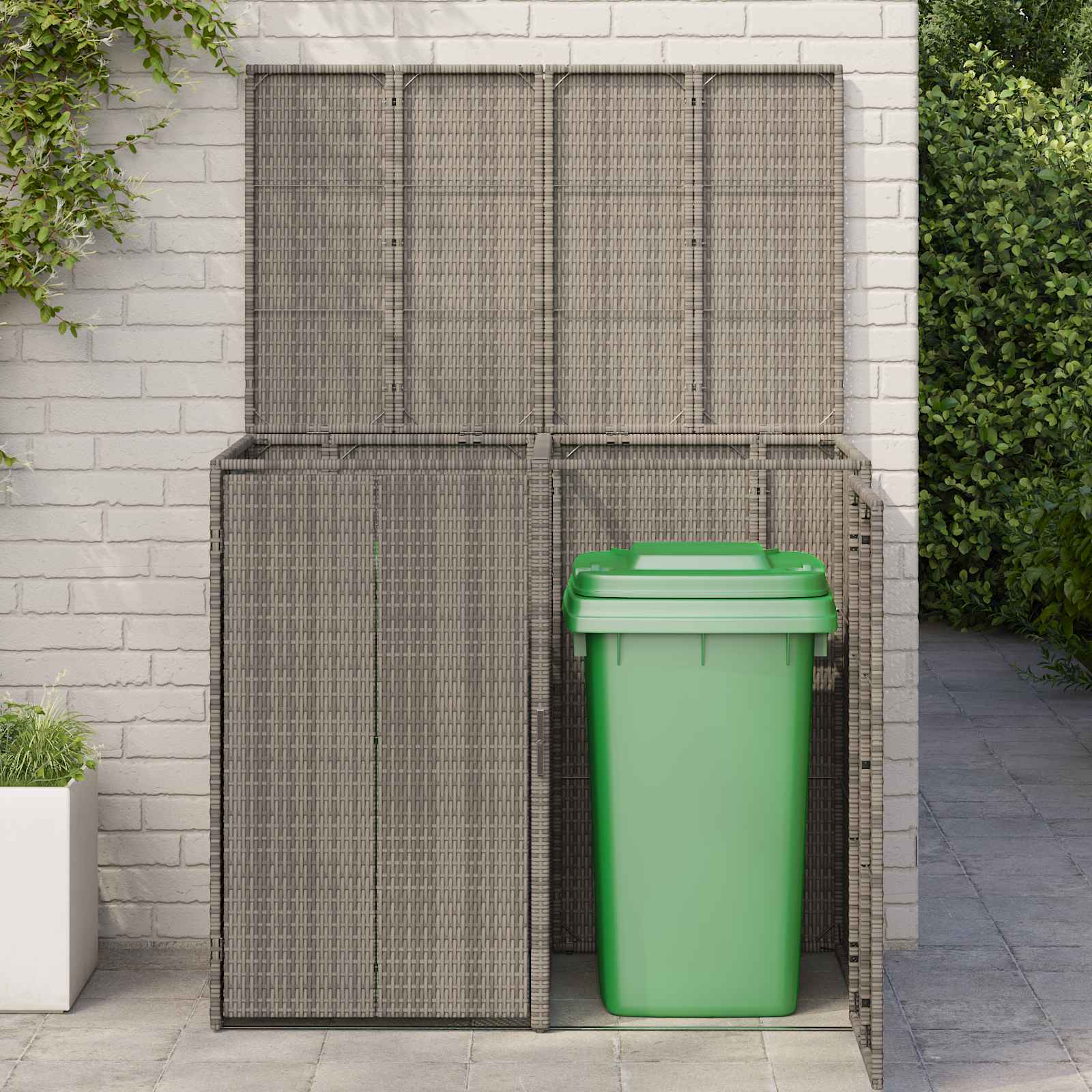Afvalbak Box 2 st Grijs 130 x 80 x 115 cm Polyetheen