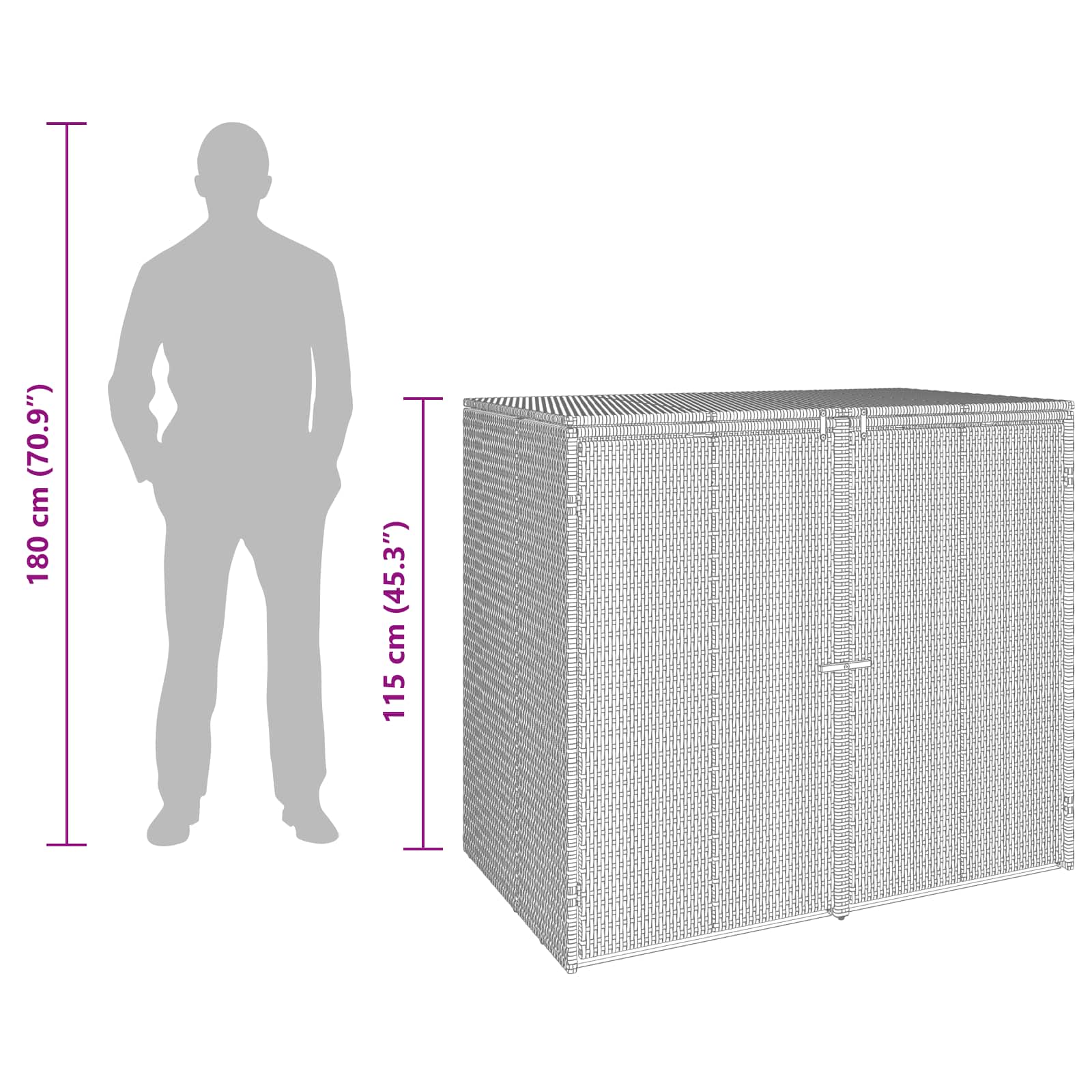 Afvalbak Box 2 st Grijs 130 x 80 x 115 cm Polyetheen