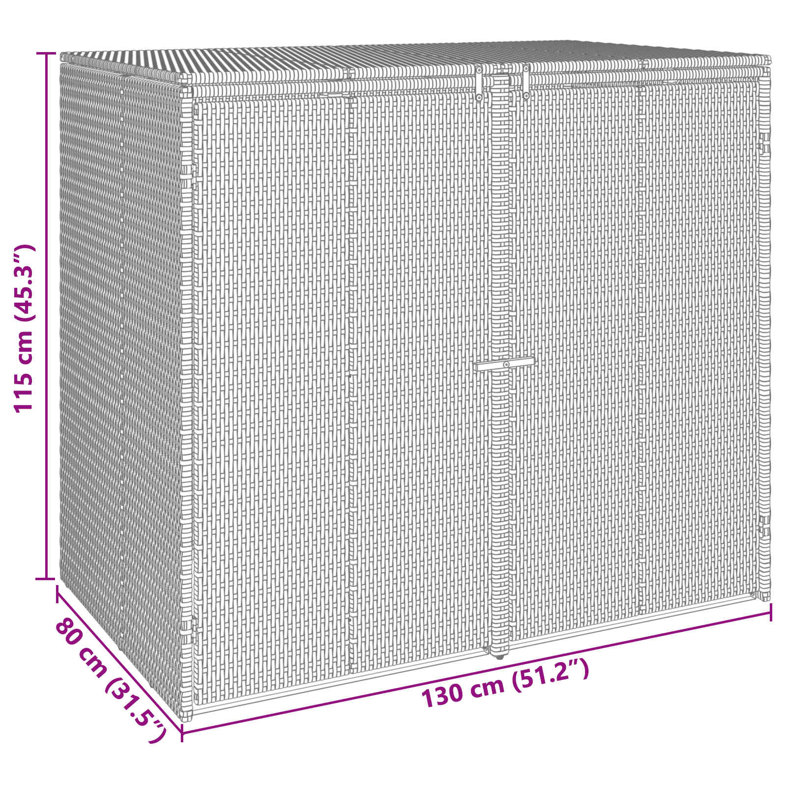 Afvalbak Box 2 st Grijs 130 x 80 x 115 cm Polyetheen