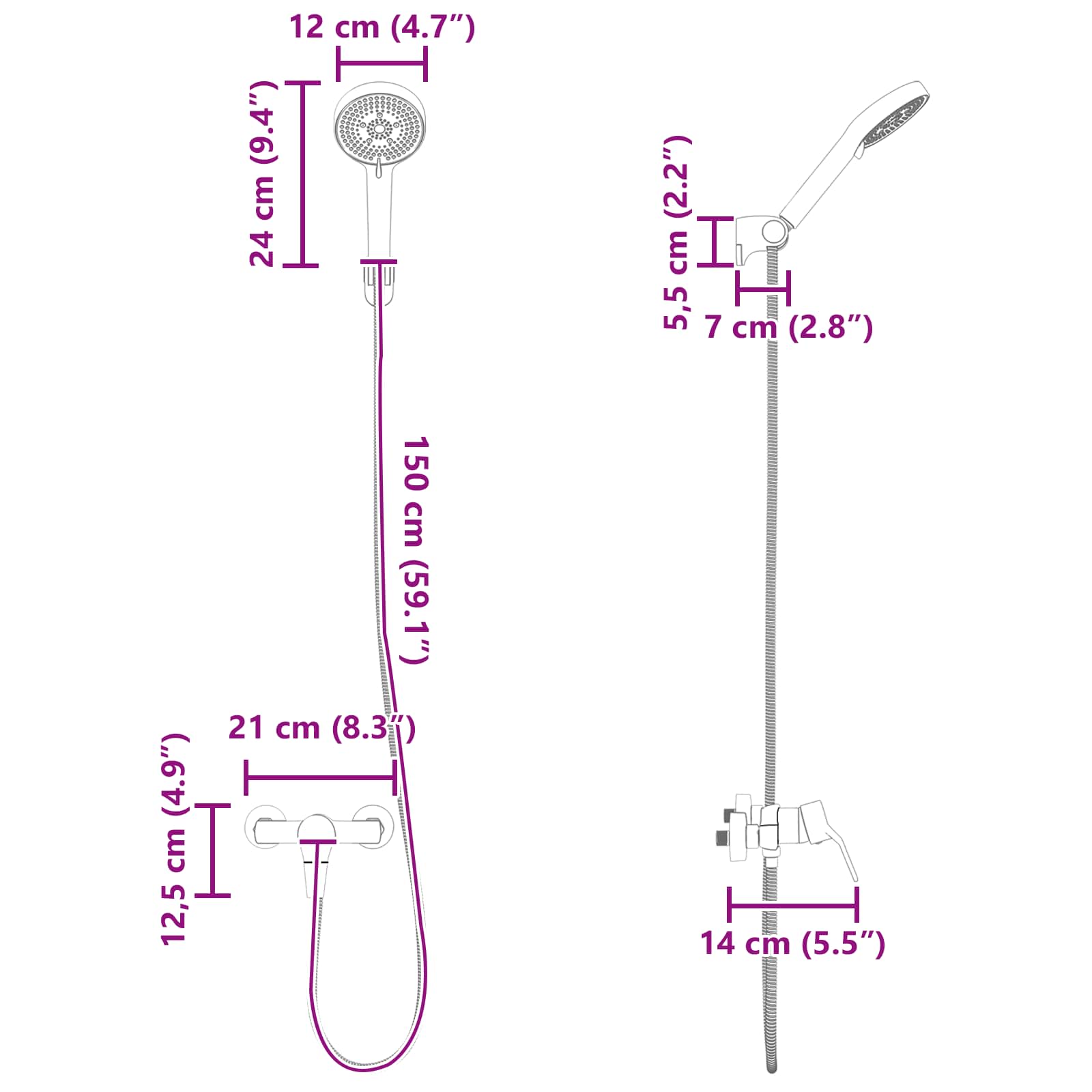 Doucheset Chroom G 1 / 2 inch Koper