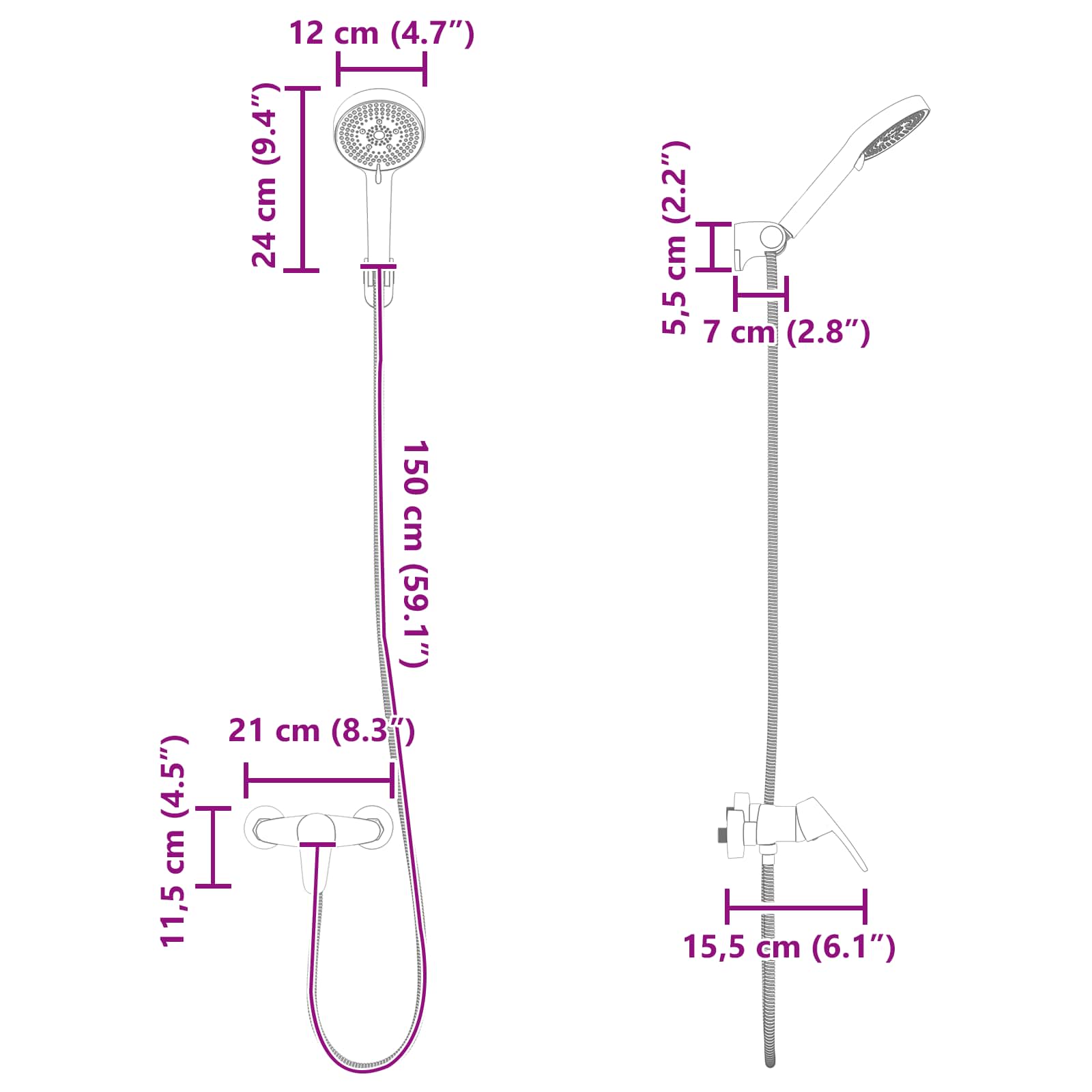 Doucheset Chroom G 1 / 2 inch