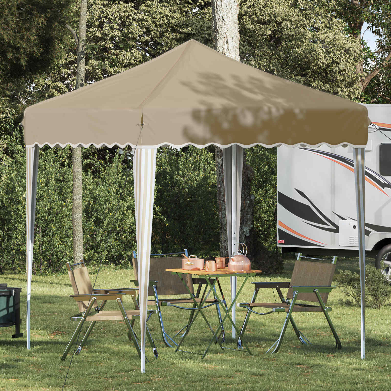 Pop-up partytent 195 x 195 x 245 cm Crèmekleurig Oxford Stof