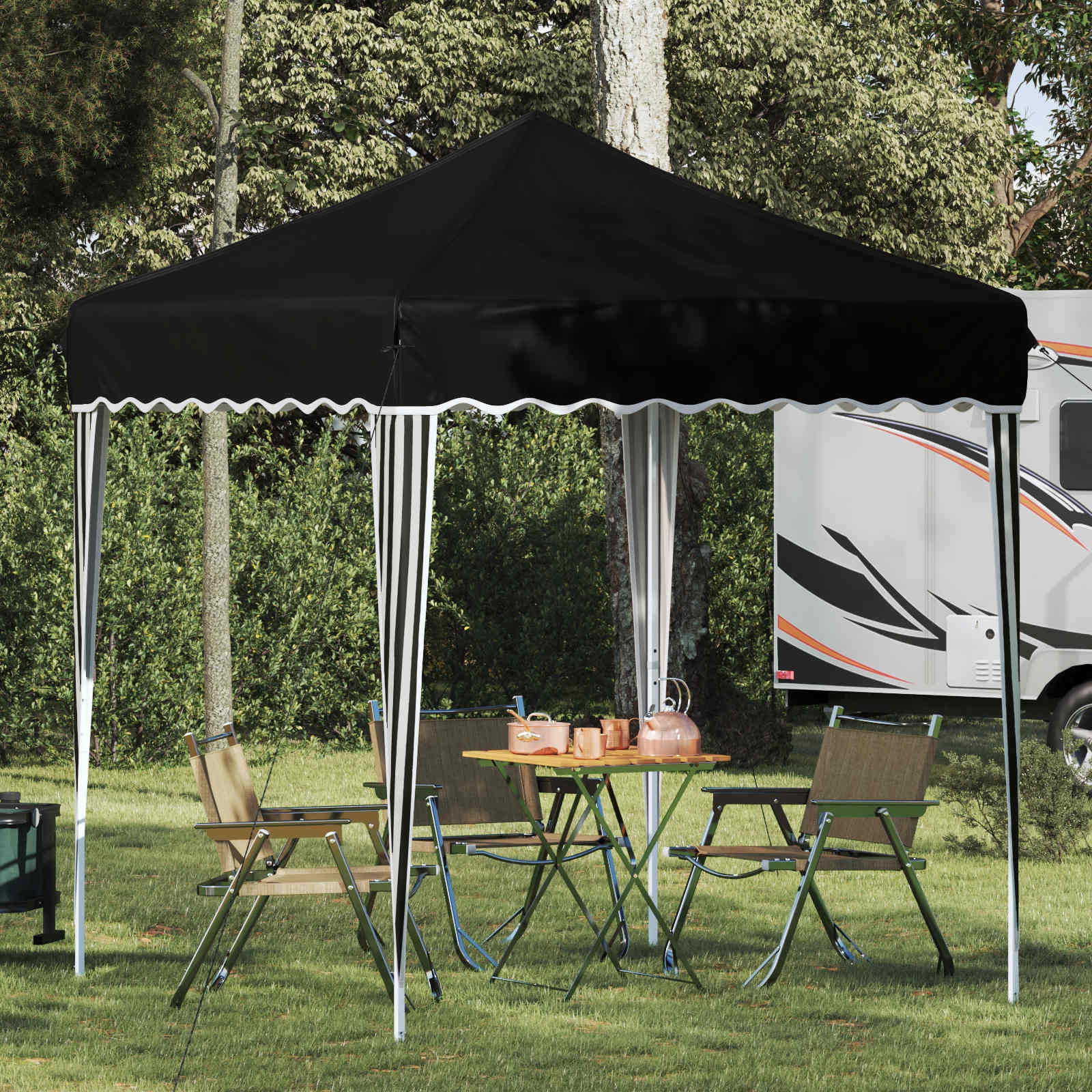 Pop-up partytent 195 x 195 x 245 cm Zwart Oxford Stof