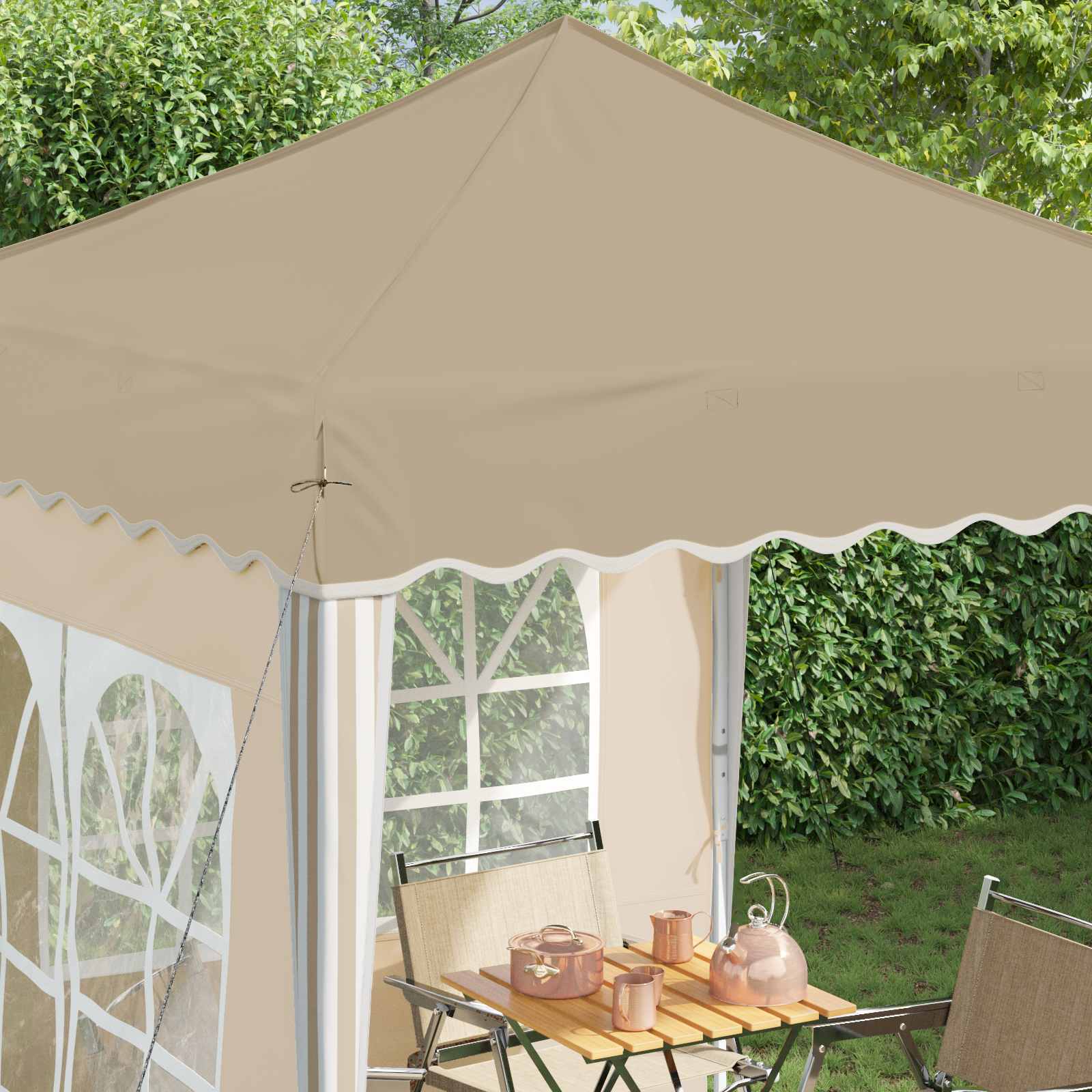 Pop-up partytent 195 x 195 x 245 cm Crèmekleurig Oxford Stof